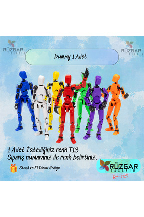 Rüzgar Tasarım 1Adet Tüm Eklemleri Hareketli Robot Dummy Aksiyon Figür Oyunca...