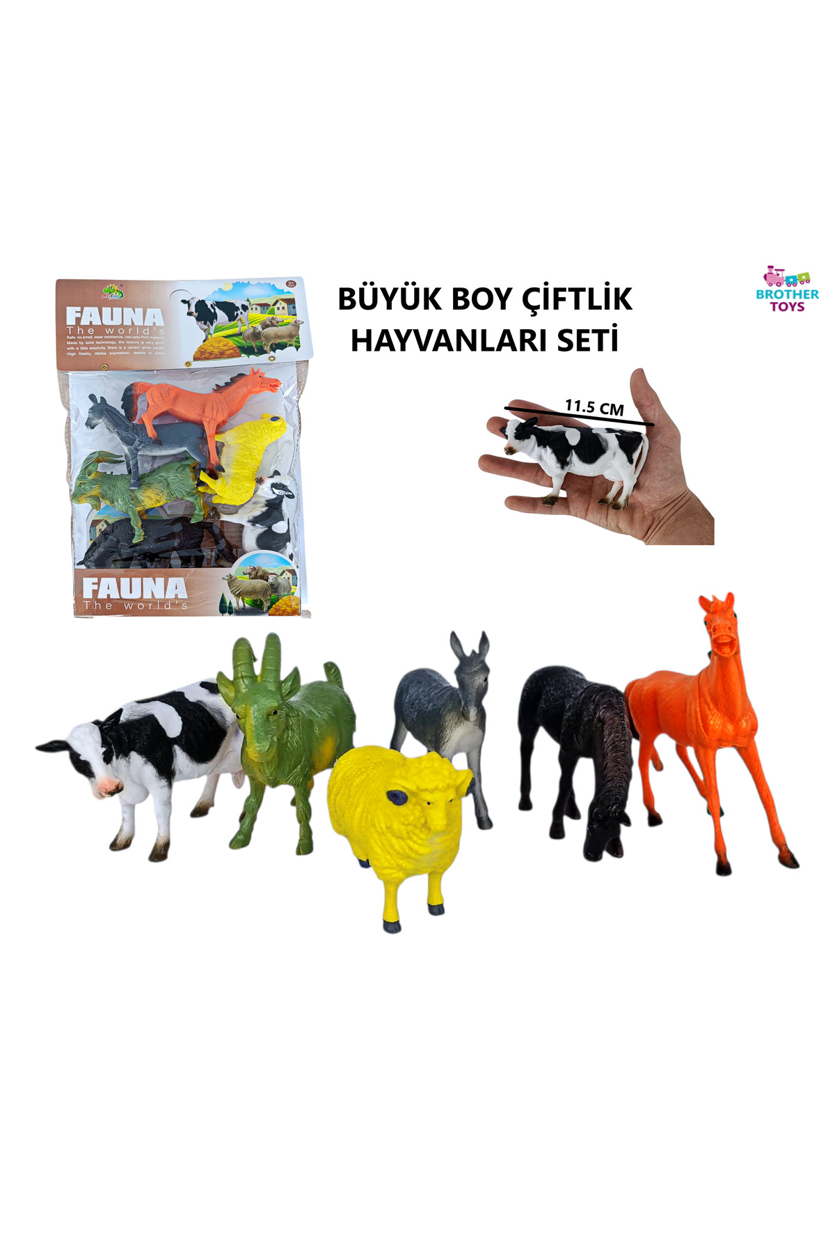 Brother Toys Büyük Boy 6'lı Çiftlik Hayvanları Koyun İnek Keçi At