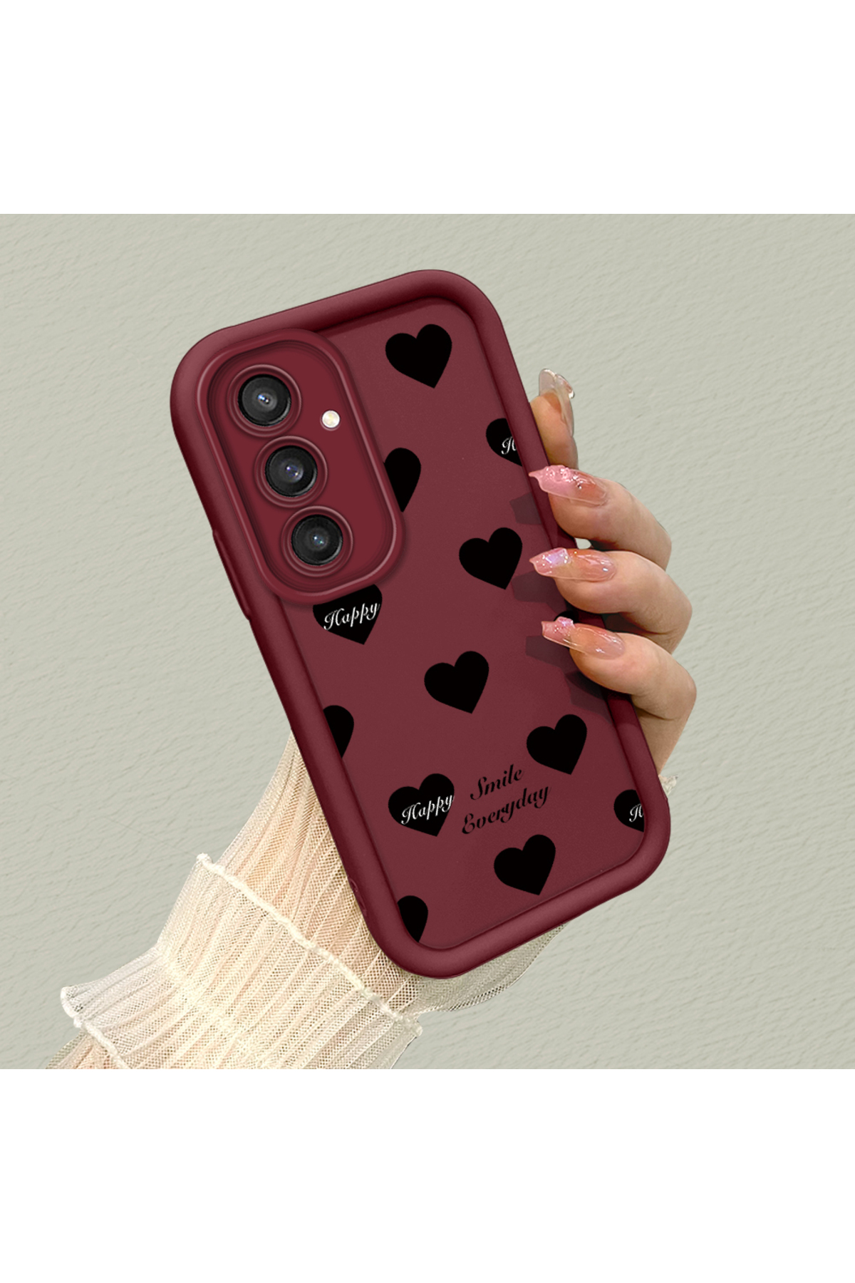 Samsung Galaxy S23 Fe Compatible Silicone Material Shockproof Simple Burgundy Color Case
