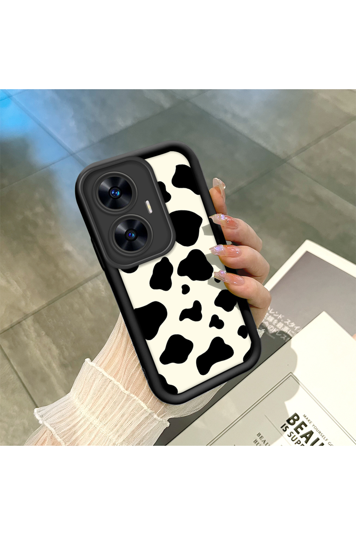 Realme C55 Compatible Silicone Material Shockproof Simple Black Color Phone Case