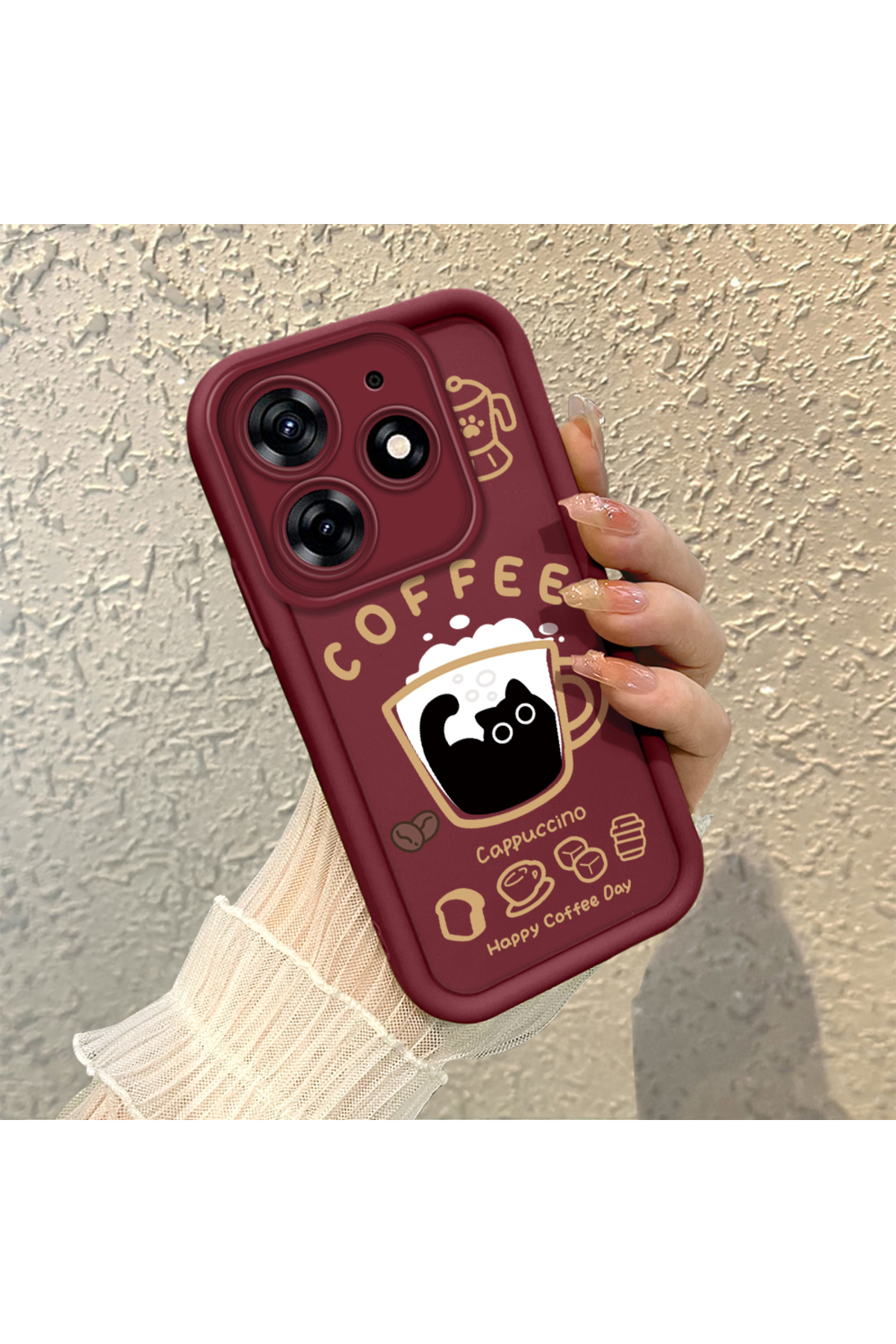 Tecno Spark 10 Pro 4G Compatible Silicone Material Shockproof Simple Burgundy Color Case