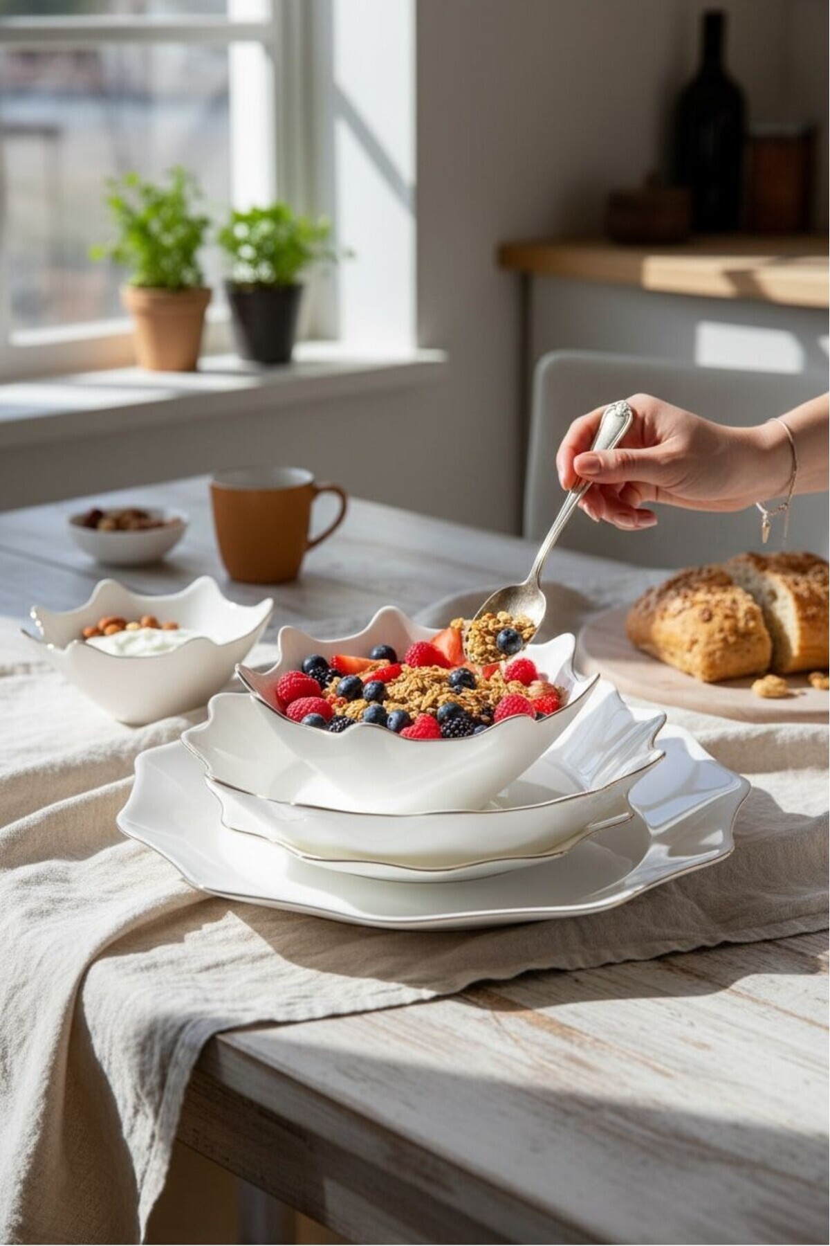 kitchenboost Hilland opal yemek takımı - 24 parça opal yemek seti takımı 6 kişilik