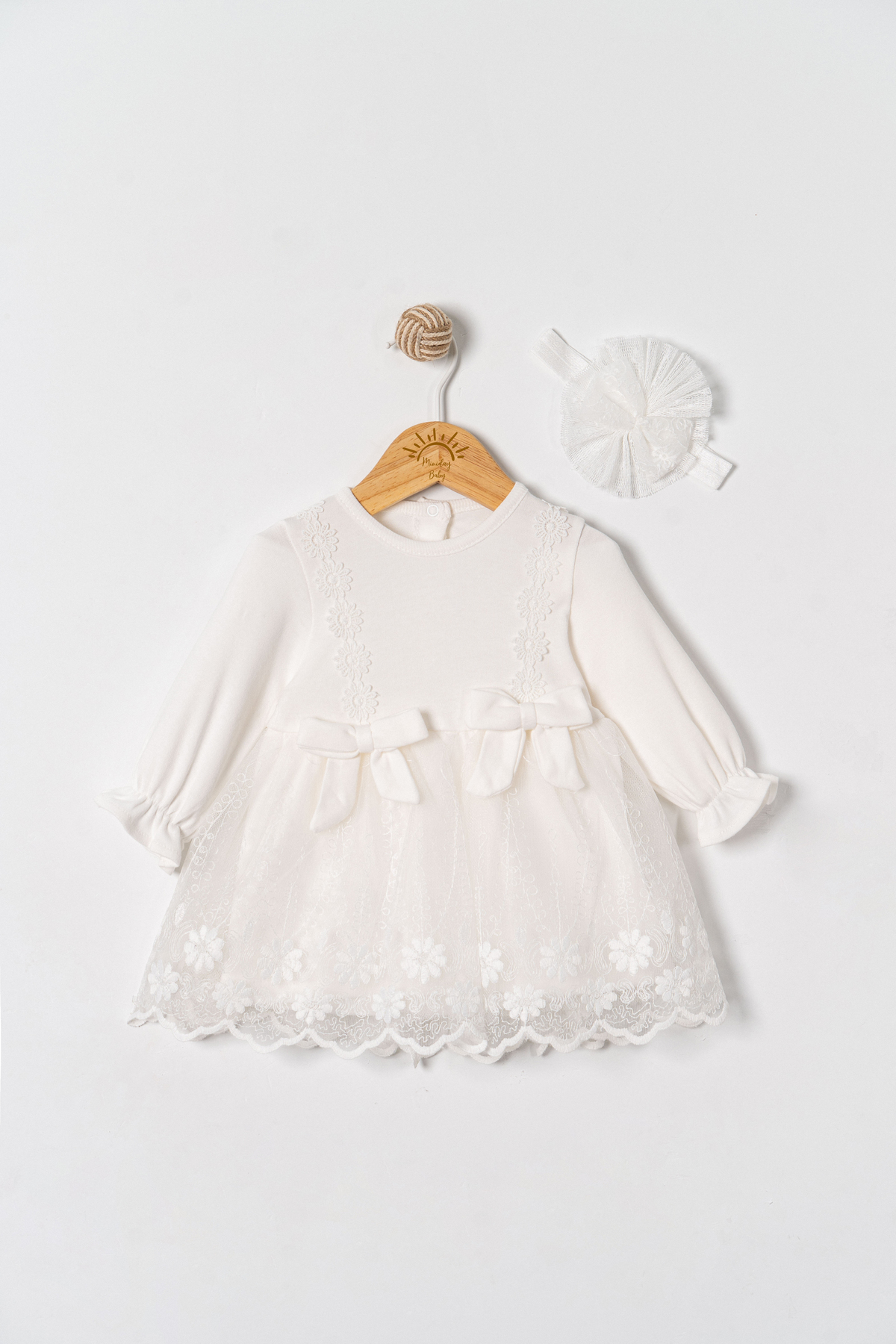 Miniday Baby Kız Bebek Mevlütlük Elbise Bandanalı Dantelli Yeni doğan Hastane çıkışı Gelinlik Abiye Mevlitlik 71 fotoğrafı 2 (önizleme)