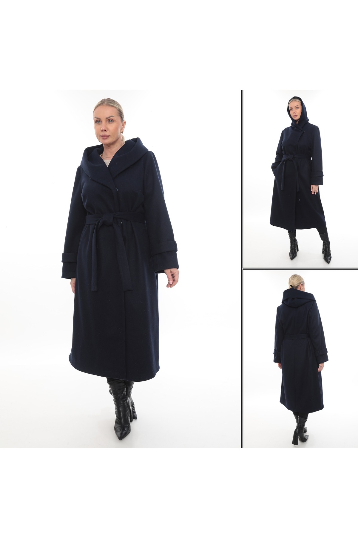 Cristina  büyük beden kase rahat kalıp kaban - Görsel 4