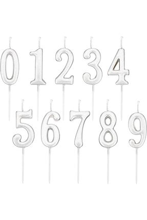NET MARKET GÜMÜŞ SERİ PASTA RAKAM MUMU TÜM RAKAMLAR 12 CM DOĞUM GÜNÜ