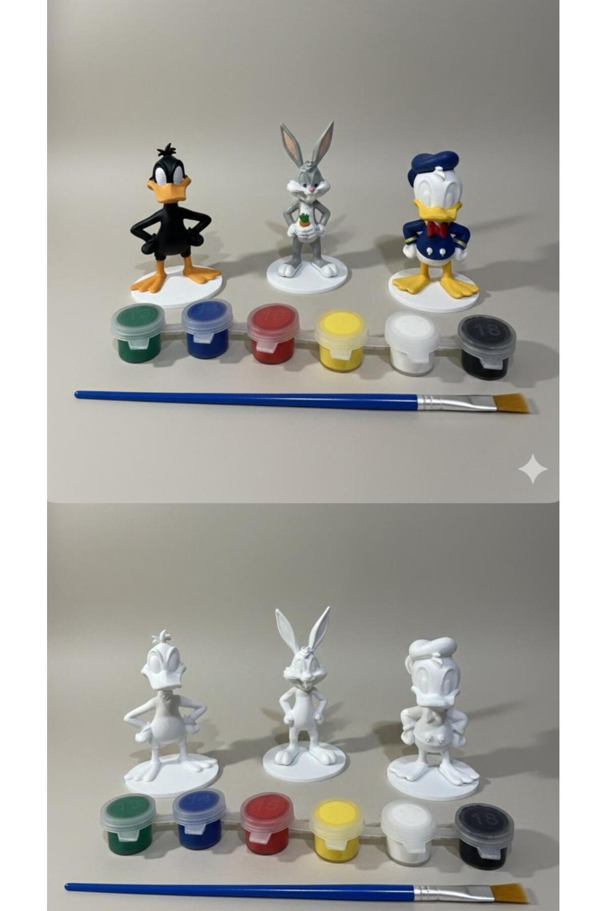 ALİS WORLD Looney Style Karakter Boyama Seti – Daffy, Bugs & Donald Figür Seti