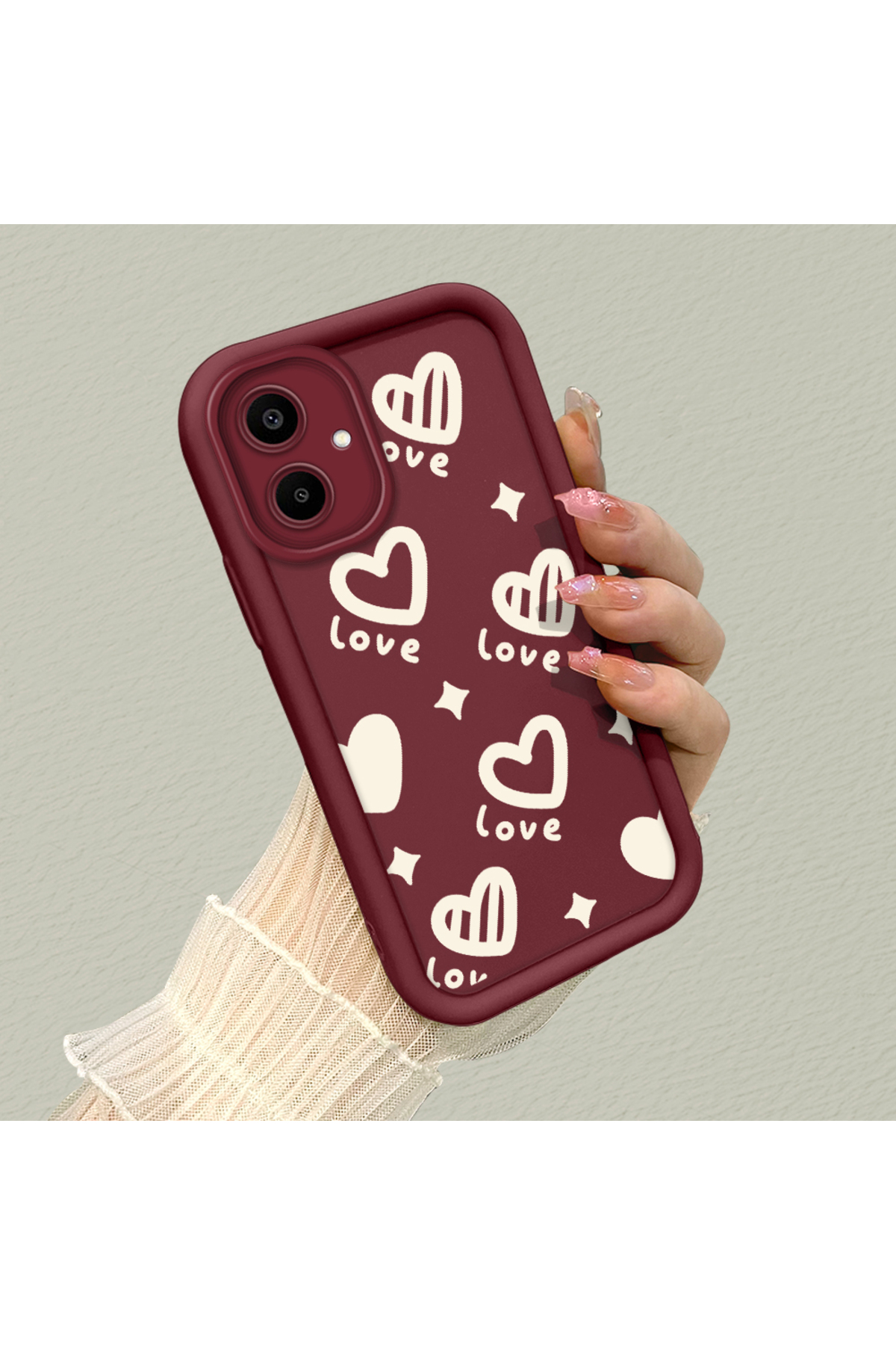 Samsung Galaxy A06 Compatible Silicone Material Shockproof Simple Claret Red Phone Case