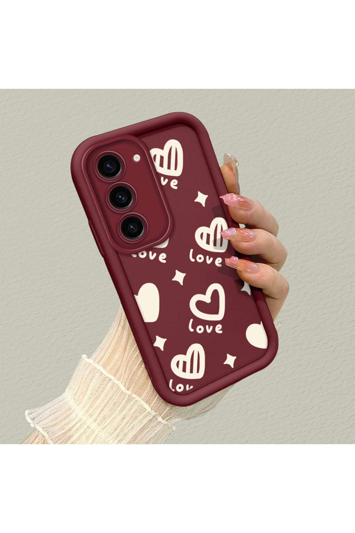 Samsung Galaxy S23 Compatible Silicone Material Shockproof Simple Claret Red Phone Case
