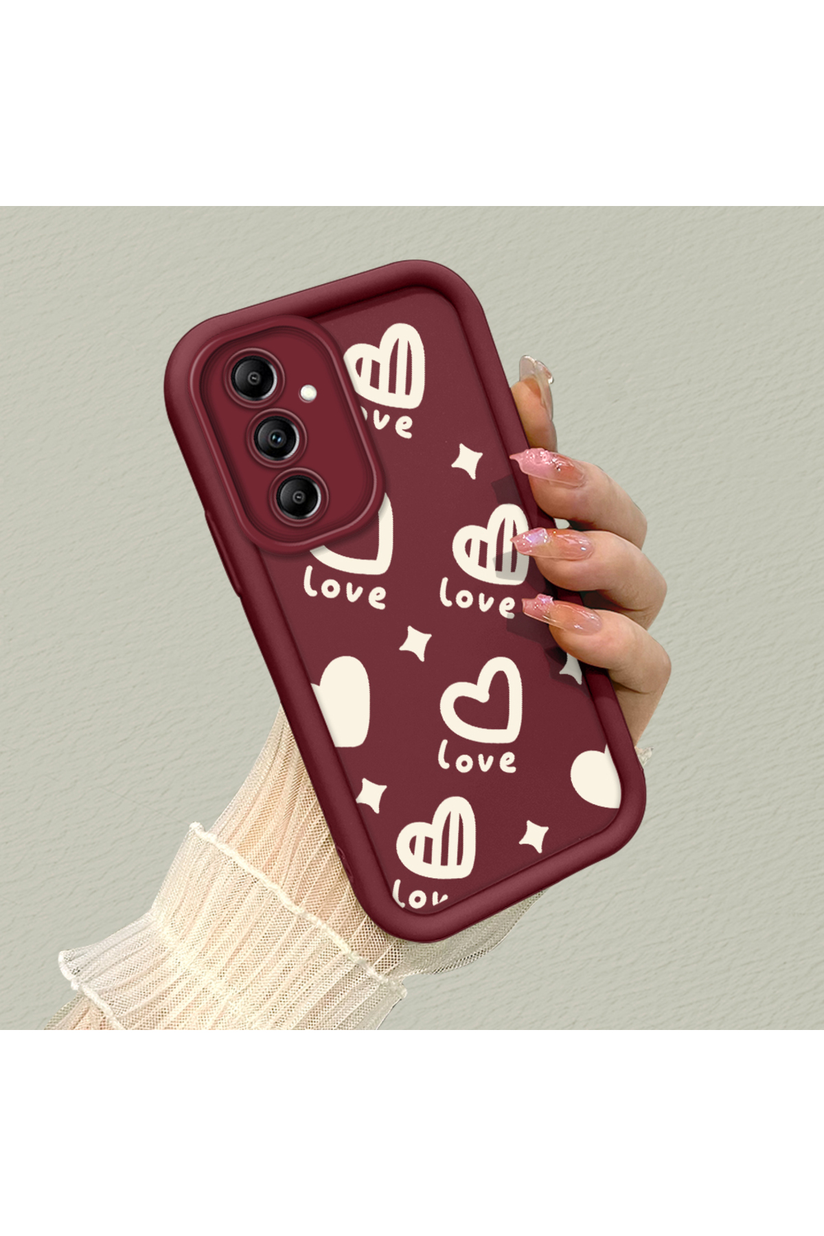 Samsung Galaxy A14 Compatible Silicone Material Shockproof Simple Claret Red Phone Case