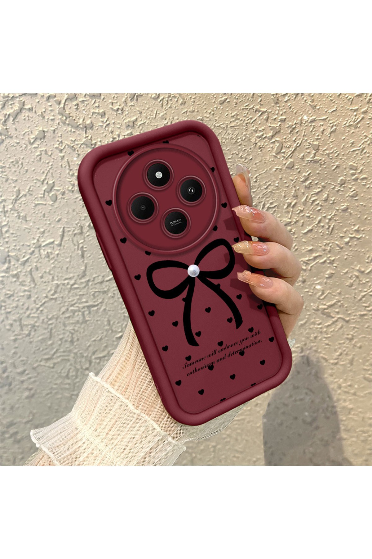 Xiaomi Redmi 14c Compatible Silicone Material Shockproof Simple Claret Red Phone Case