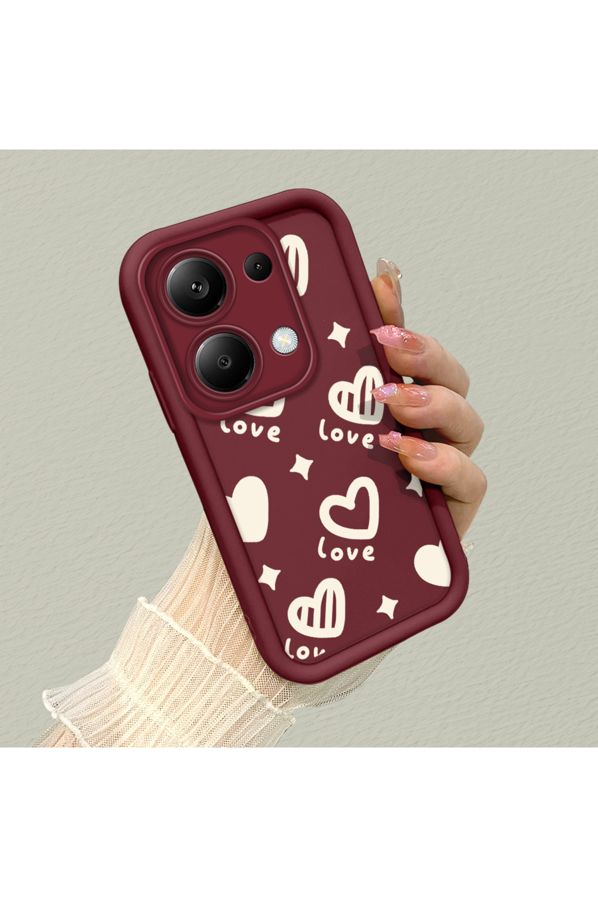Xiaomi Redmi Note 13 Pro 4G Compatible Silicone Material Shockproof Simple Claret Red Phone Case