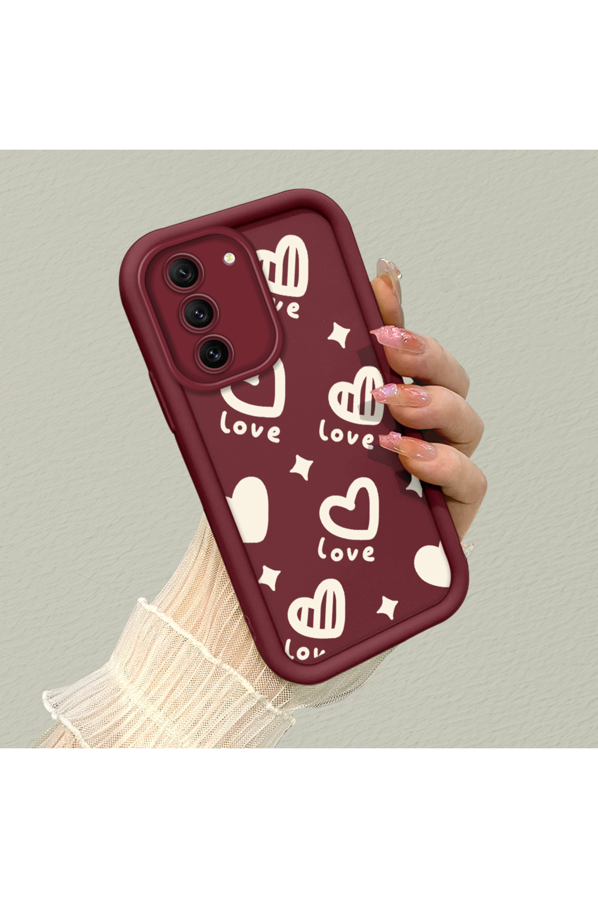 Samsung Galaxy S21 Fe 5G Compatible Silicone Material Shockproof Simple Claret Red Phone Case