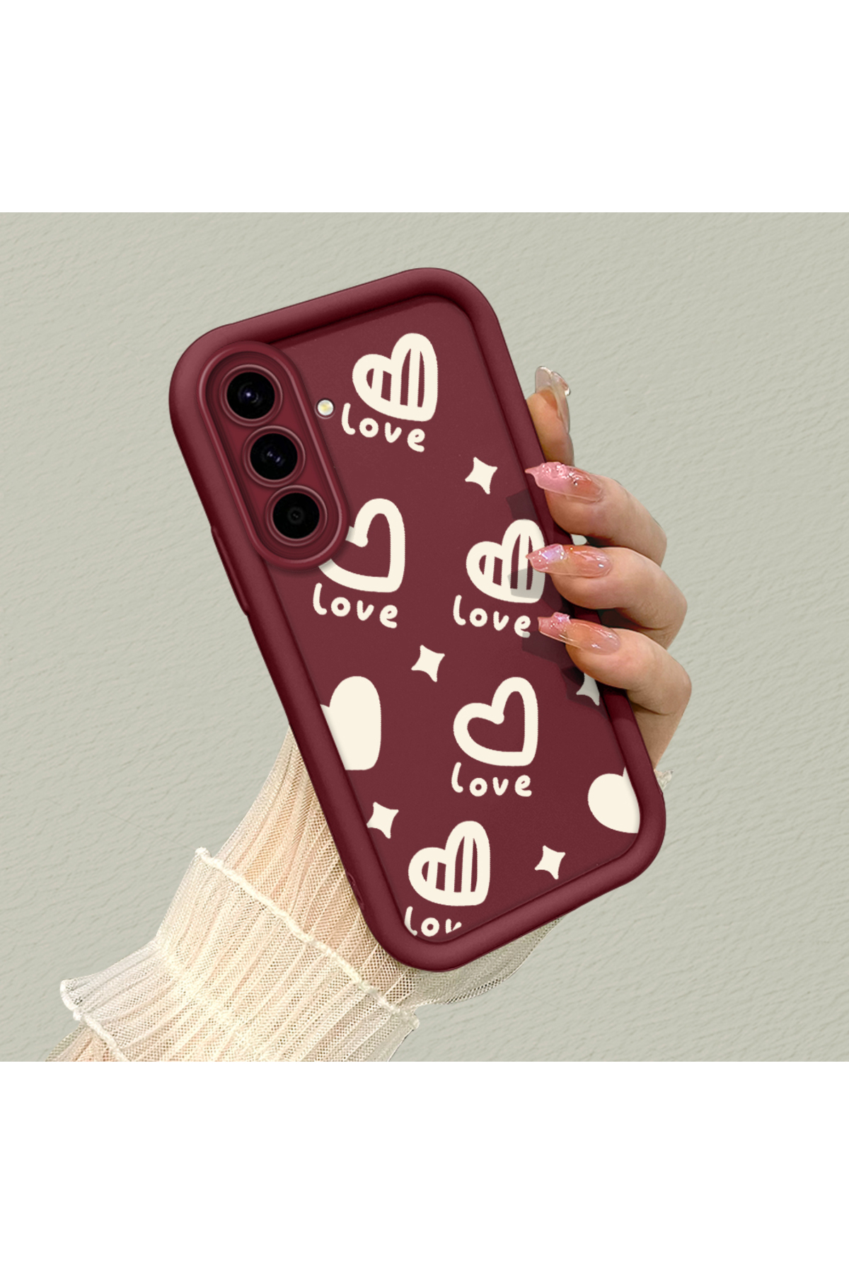 Samsung Galaxy A56 Compatible Silicone Material Shockproof Simple Claret Red Phone Case