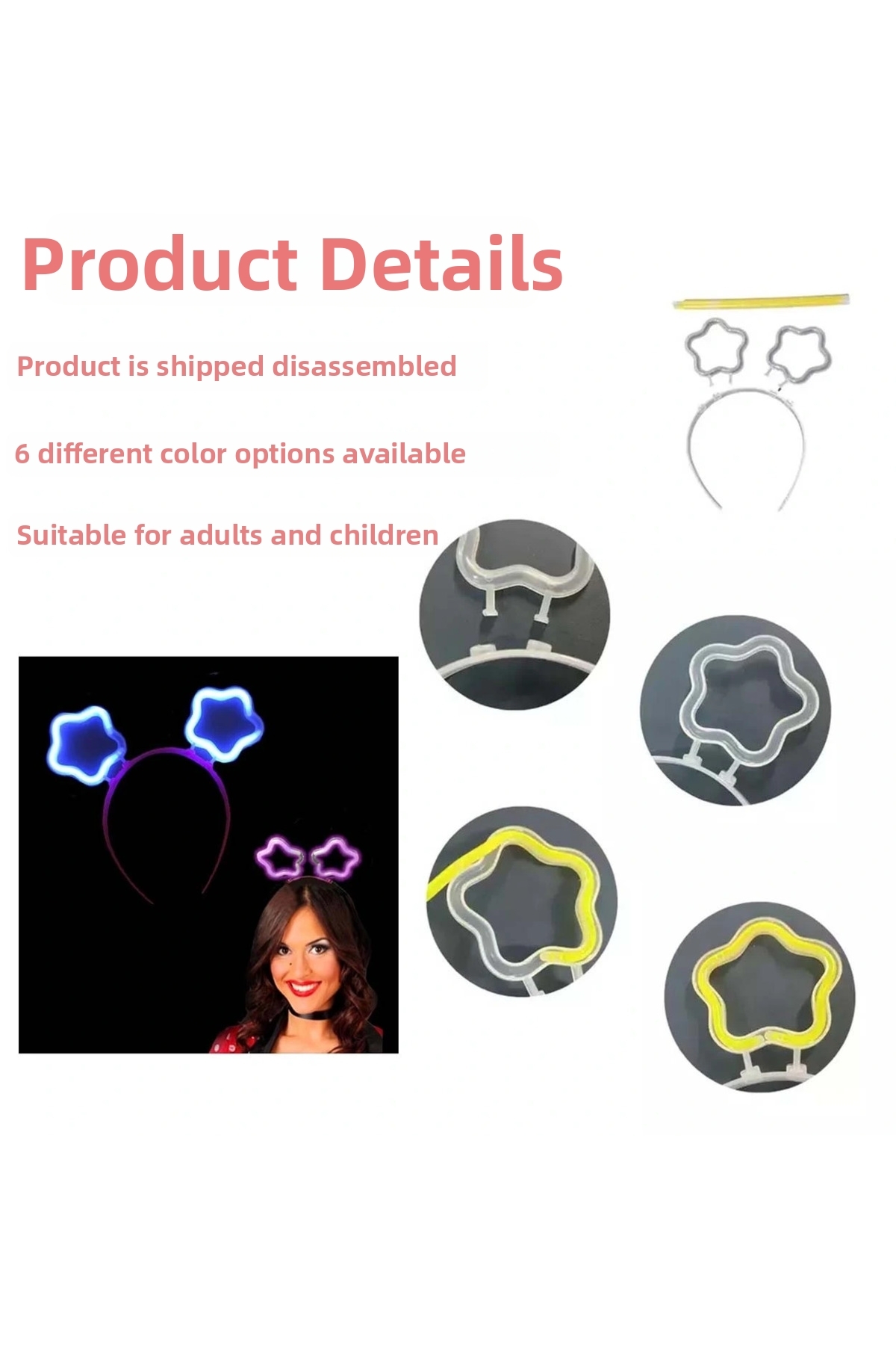 ماجول چراغ‌دار درخشان برای استفاده در تاریکی، هایلایتر ستاره‌ای تاج‌دار، ۱۲ عددی