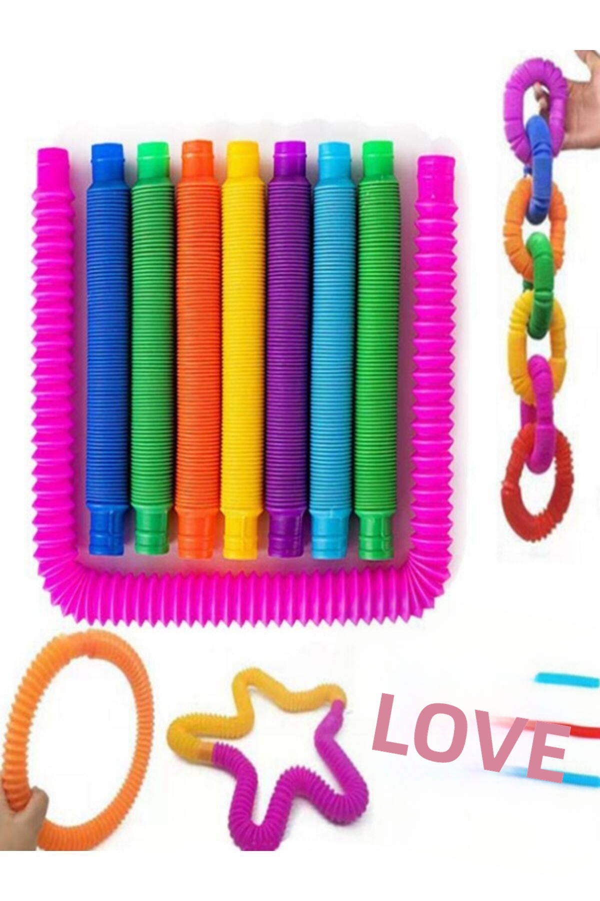 پاپ تیوبز، اسباب‌بازی لوله‌ی تاشو، مجموعه ۵ رنگ