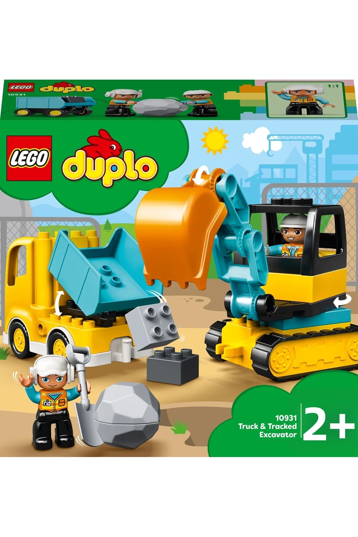 ® Duplo ® کامیون شهری و بیل مکانیکی زنجیری 10931 – مجموعه ساختنی آموزشی ۲+ (۲۰ قطعه)