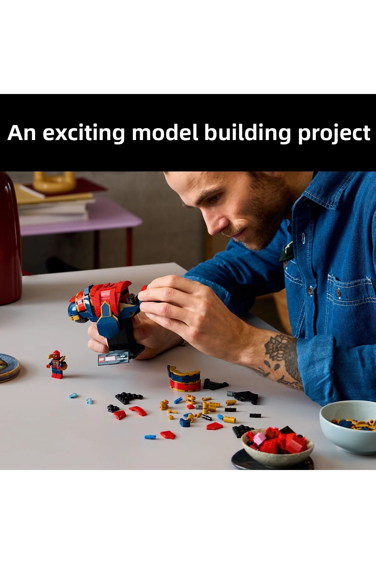 ® ǀ مجسمه نیم‌تنه مرد عنکبوتی آهنی مارول ۷۶۳۲۶ – کیت ساخت مدل کلکسیونی برای بزرگسالان (۳۷۹P)