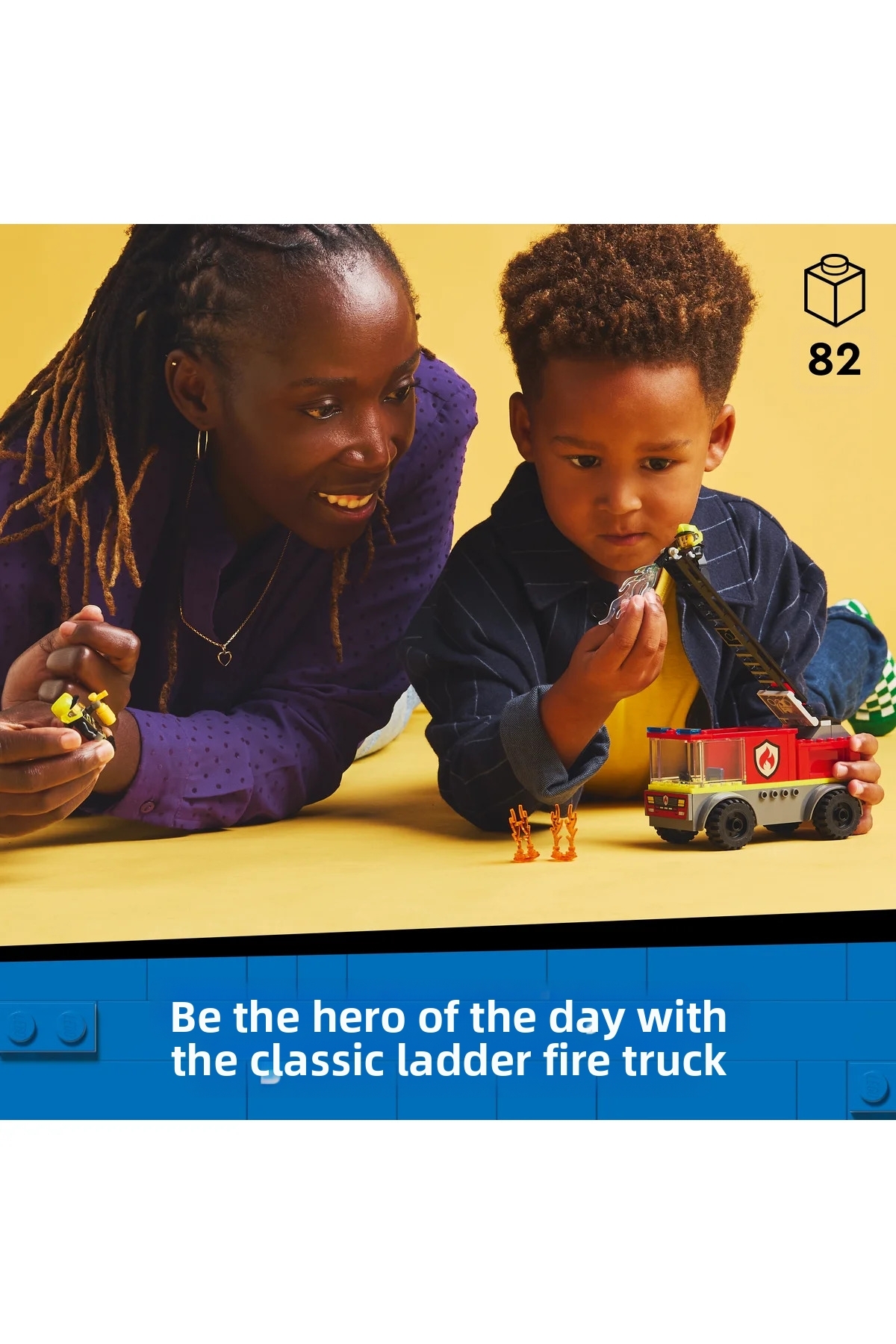 ® ماشین آتشنشانی شهری با نردبان، مجموعه ساختنی آتشنشان 60463 برای کودکان ۴ سال به بالا (۸۲ قطعه)