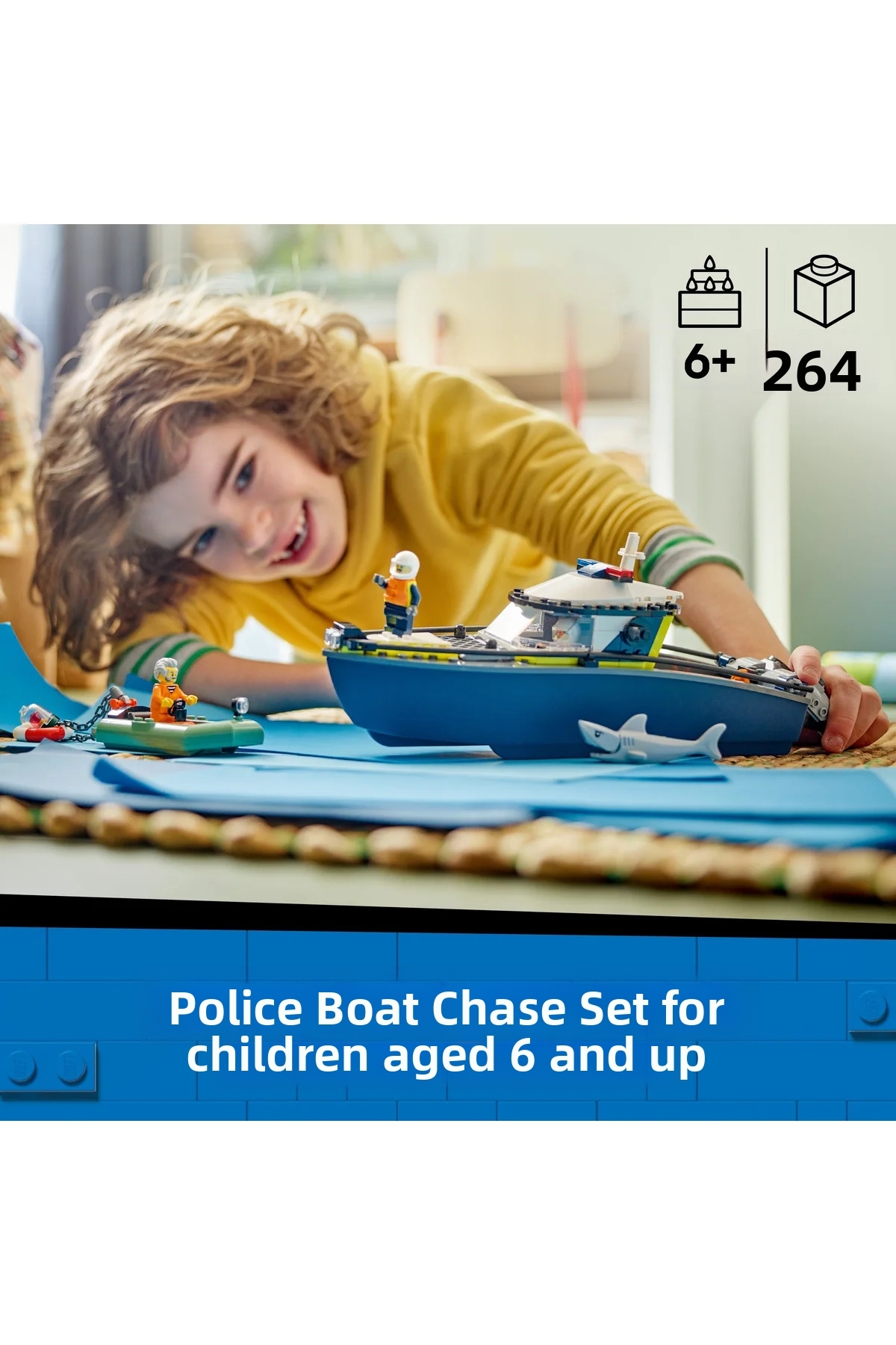 ® تعقیب با قایق پلیس شهری 60456 – مجموعه ساختنی اسباب‌بازی خلاقانه برای کودکان ۶+ (۲۶۴ قطعه)