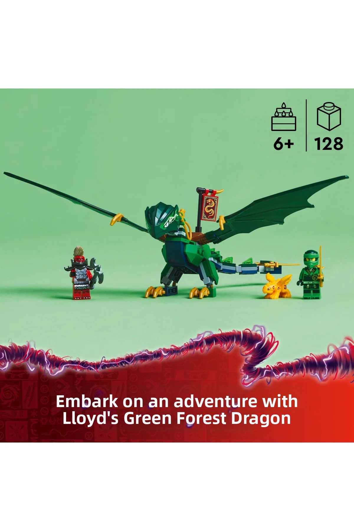 ® نینجاگو مجموعه ساختنی اژدهای سبز جنگل لوید ۷۱۸۲۹ برای کودکان ۶ سال به بالا (۱۲۸ قطعه)