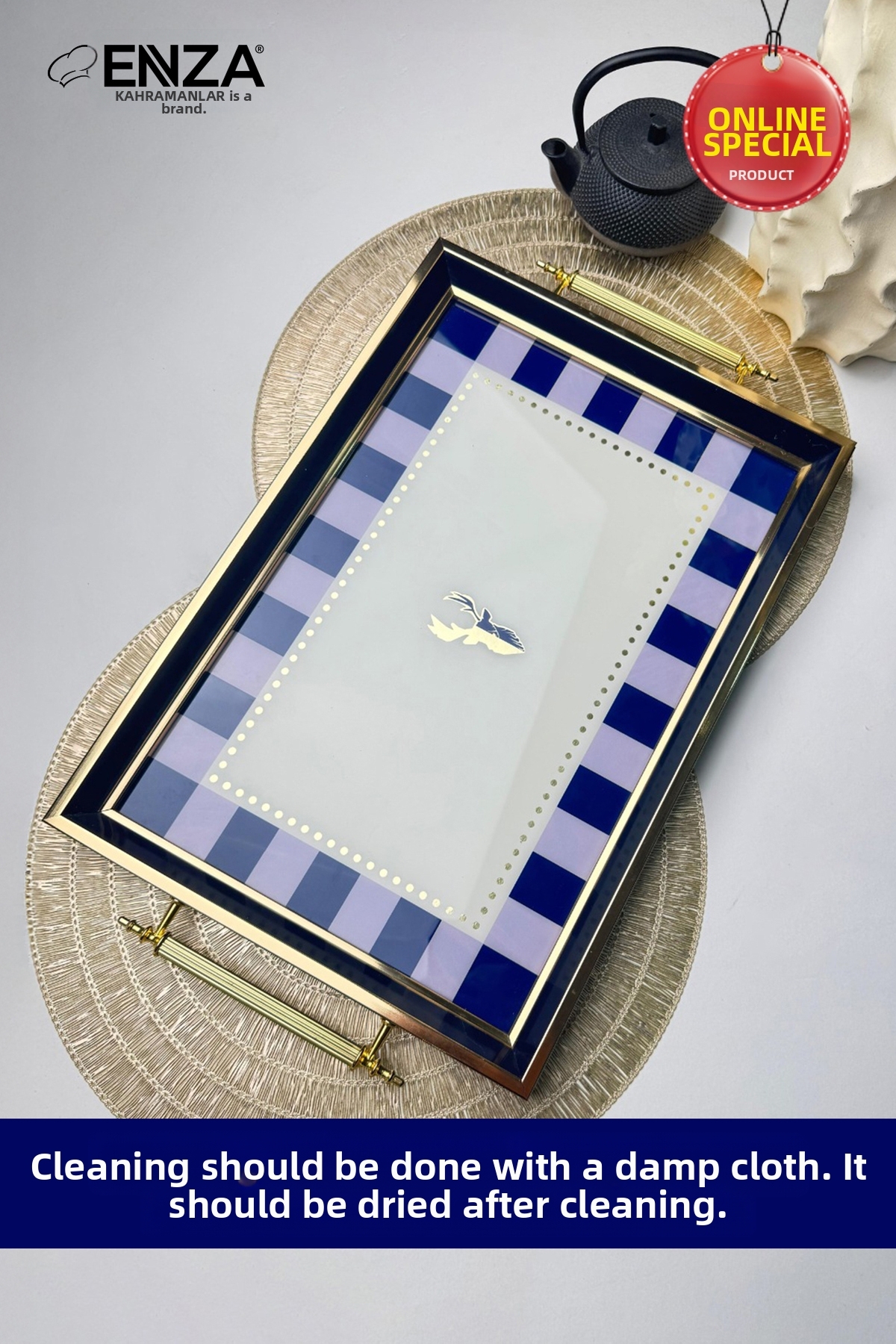 Enza Modern Tea Coffee Breakfast and Serving Tray 48x29 CM