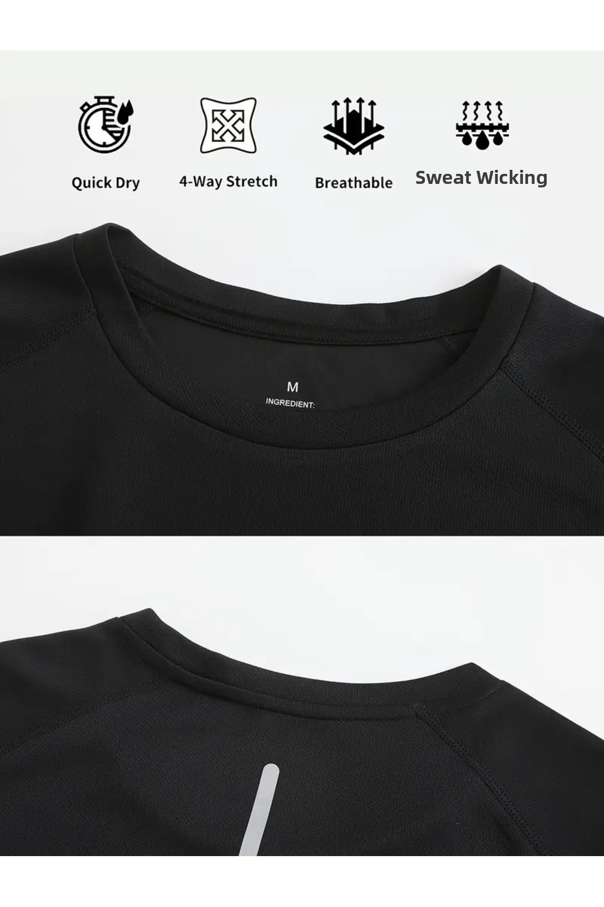 تي شيرت رياضي بأداء فني رياضي مكون من 3 قطع مع ميز...