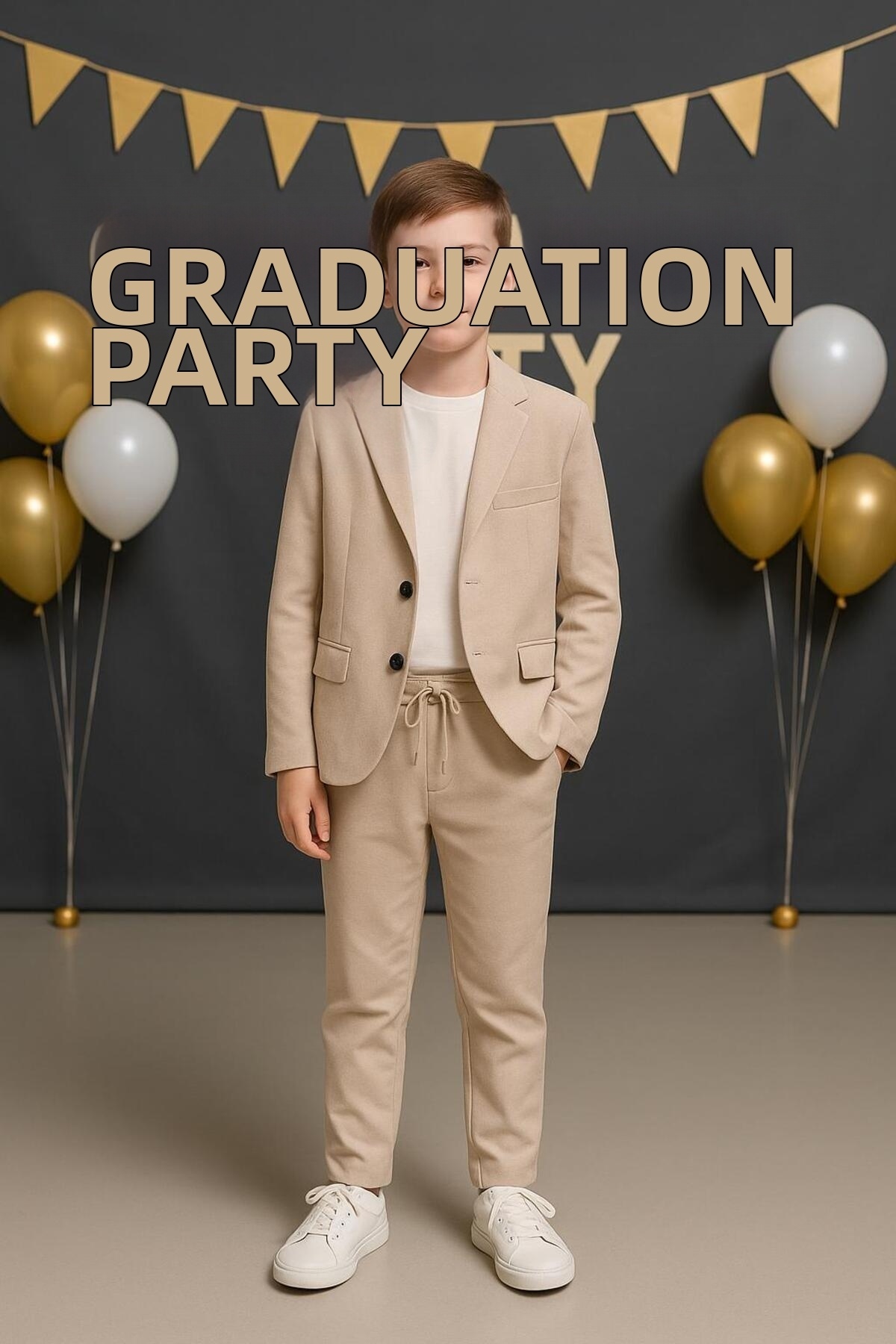 Terry boys linen look jacketed sports suit / performance / special occasion / graduation sports suit