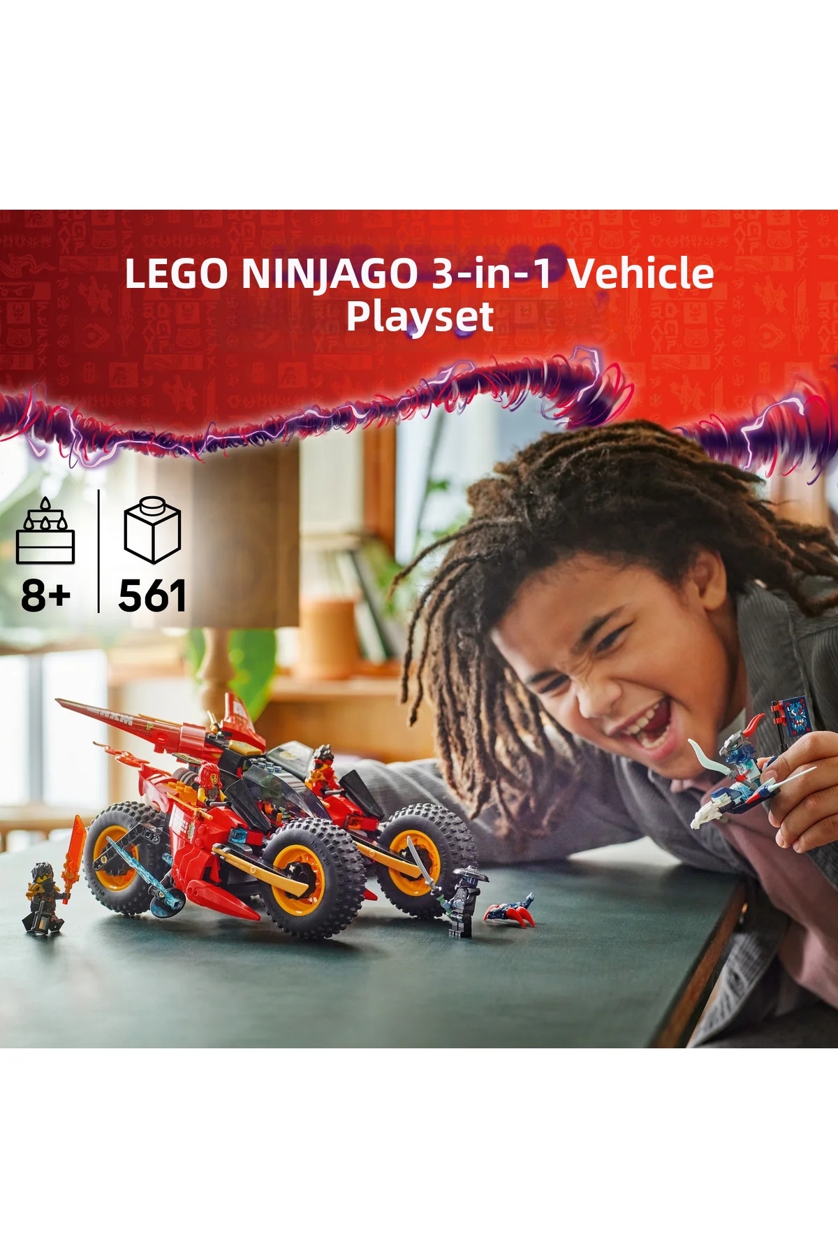 ® نینجاگو ® وسیله نقلیه نینجا نبرد ۷۱۸۴۴ – مجموعه ساختنی اسباب‌بازی ۳ در ۱ برای کودکان ۸ سال به بالا (۵۶۱ قطعه)