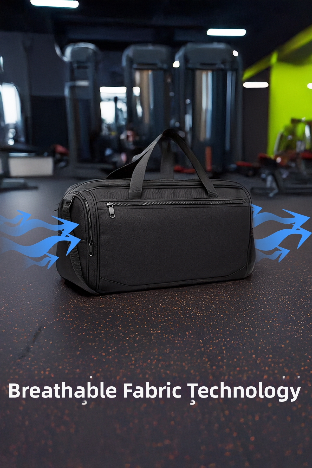 حقيبة سفر واسعة للسفر واللياقة البدنية - سوداء مع...