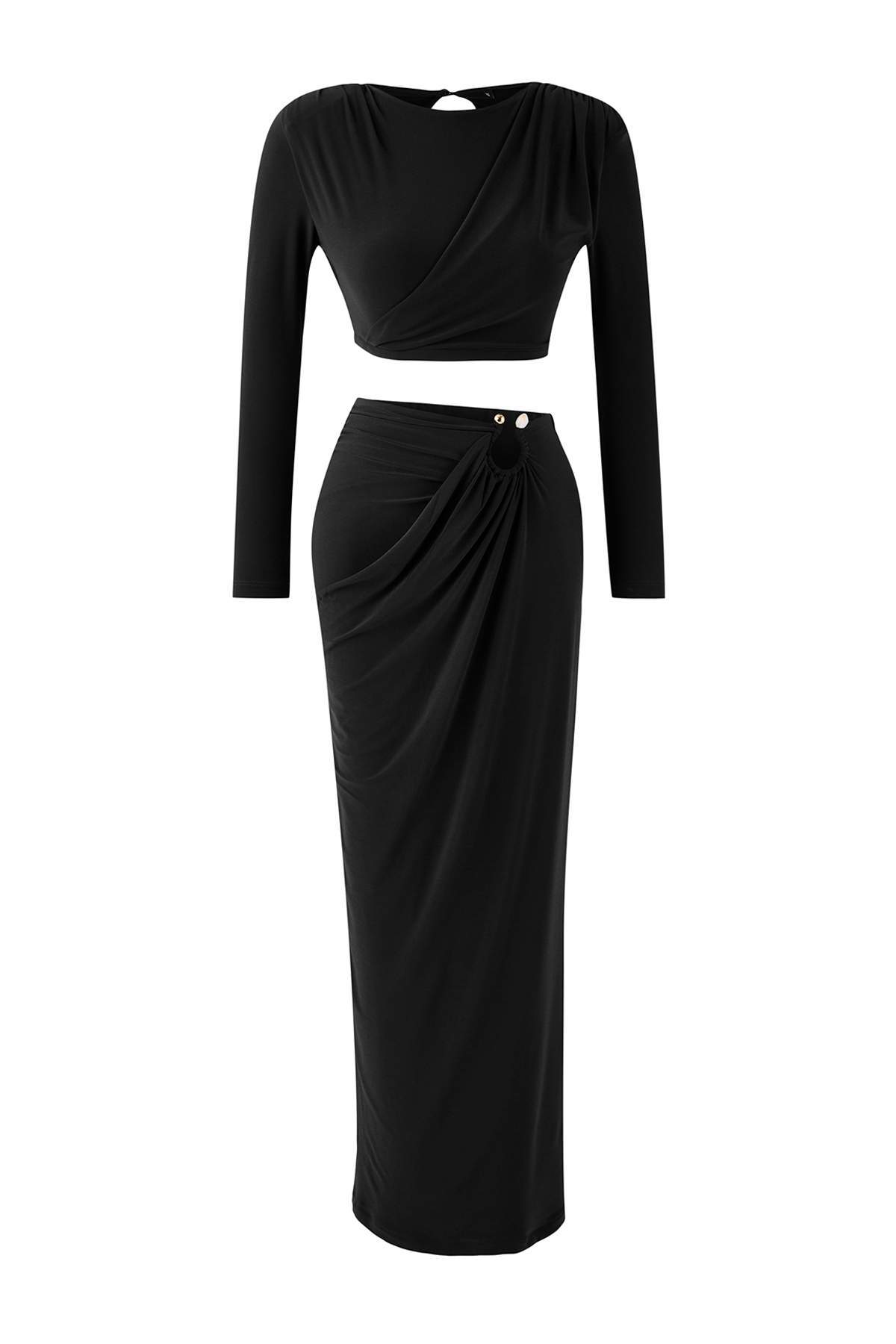 Trendyolmilla  Siyah Aksesuar Detaylı Party Alt - Üst Takım TPRAW26AU00003 Alt-Üst Takım TPRAW26AU00003 - Görsel 5