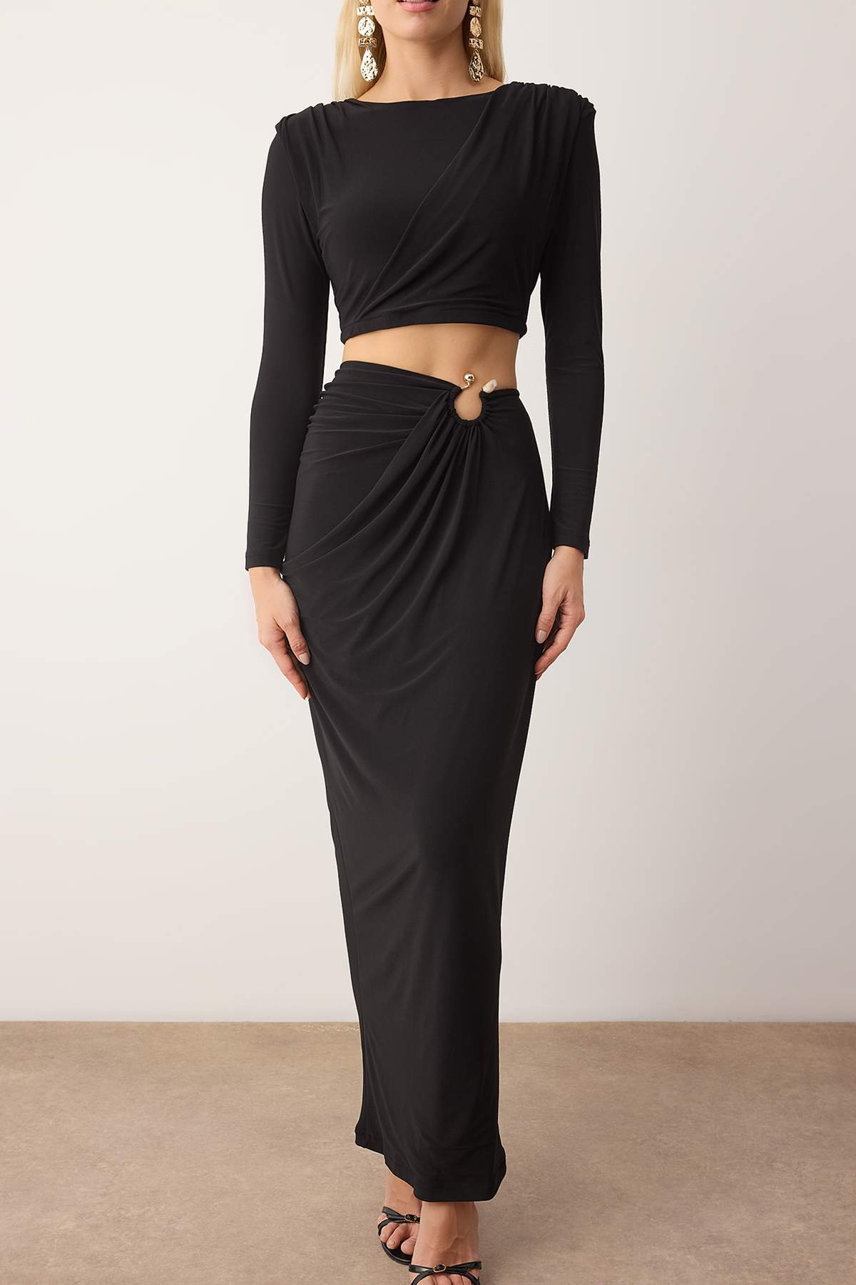 Trendyolmilla  Siyah Aksesuar Detaylı Party Alt - Üst Takım TPRAW26AU00003 Alt-Üst Takım TPRAW26AU00003 - Görsel 3