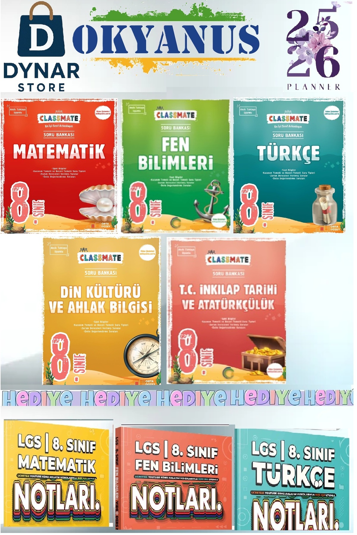 Okyanus Yayınları 8. Sınıf Classmate Tüm Dersler Soru Bankası Seti