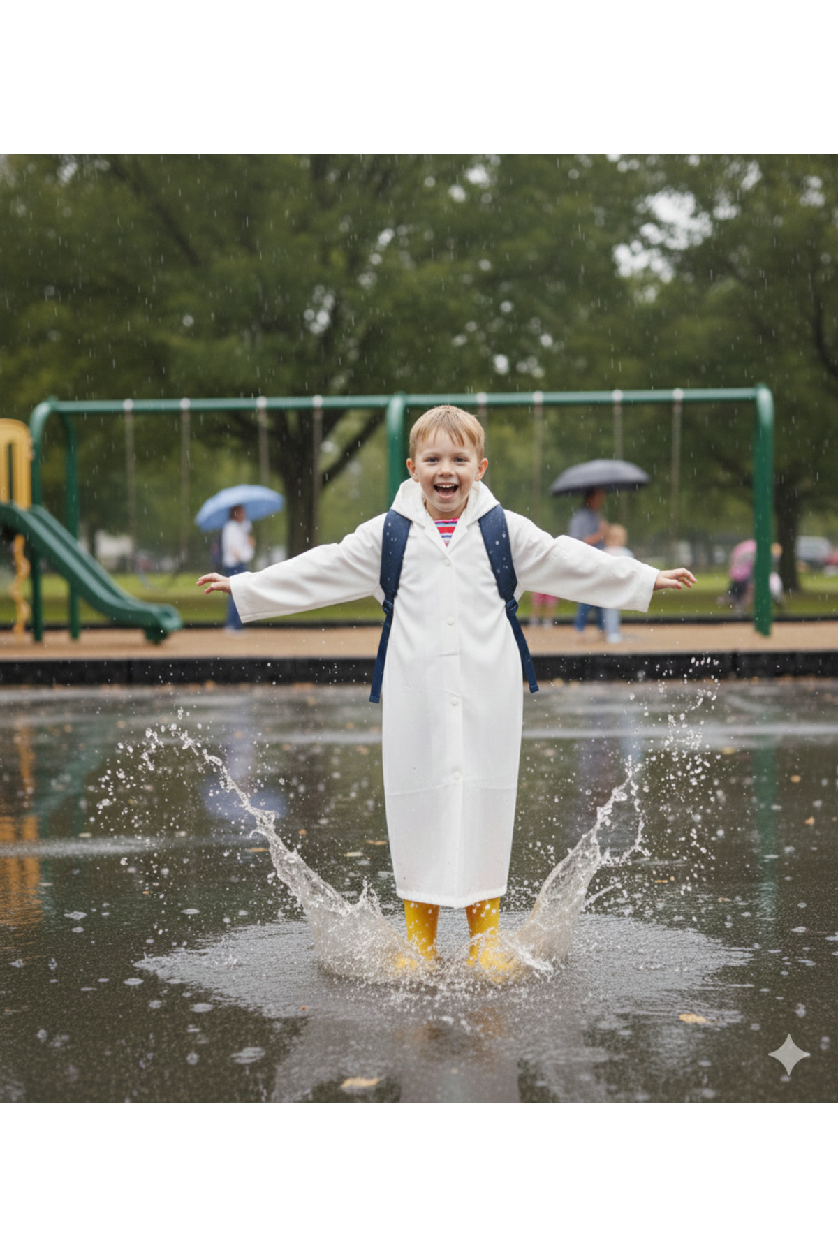 İMEXTECH Unisex Çocuk Beyaz Su Rüzgar Geçirmez Yağmurluk fotoğrafı 2 (önizleme)