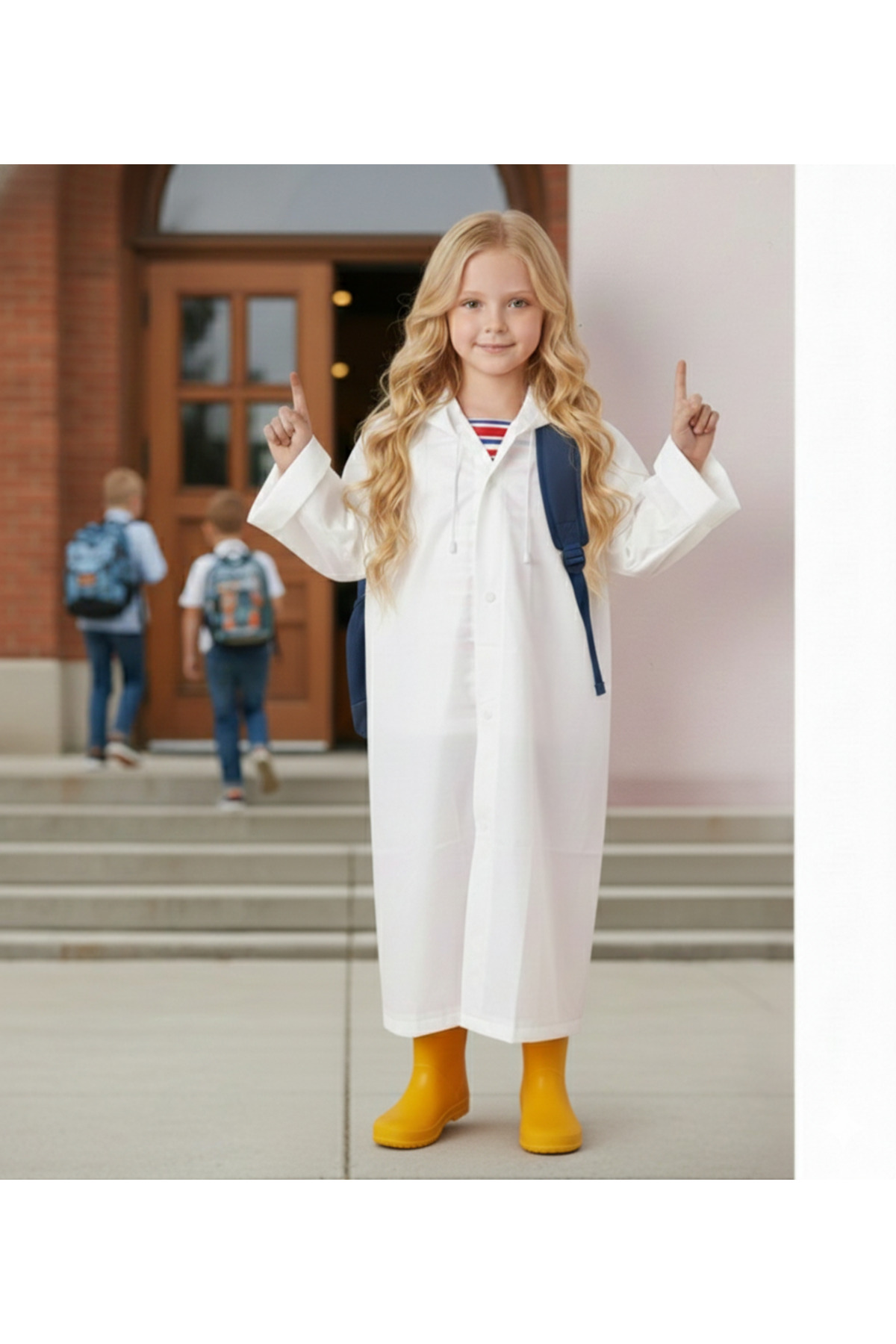 İMEXTECH Unisex Çocuk Beyaz Su Rüzgar Geçirmez Yağmurluk fotoğrafı 3 (önizleme)