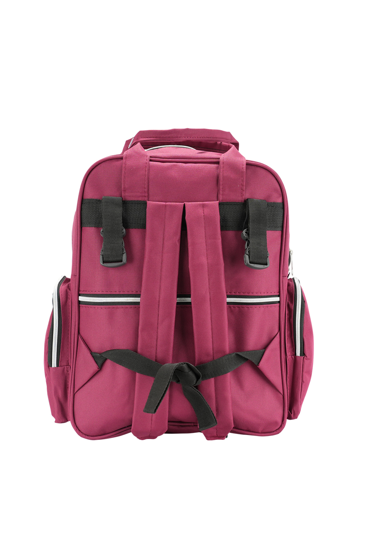 Bagimoo Cepli Anne Bebek Bakım Sırt Çantası Biberon Termoslu Sıvı Geçirmez Bebek Çantası Bordo fotoğrafı 4 (önizleme)