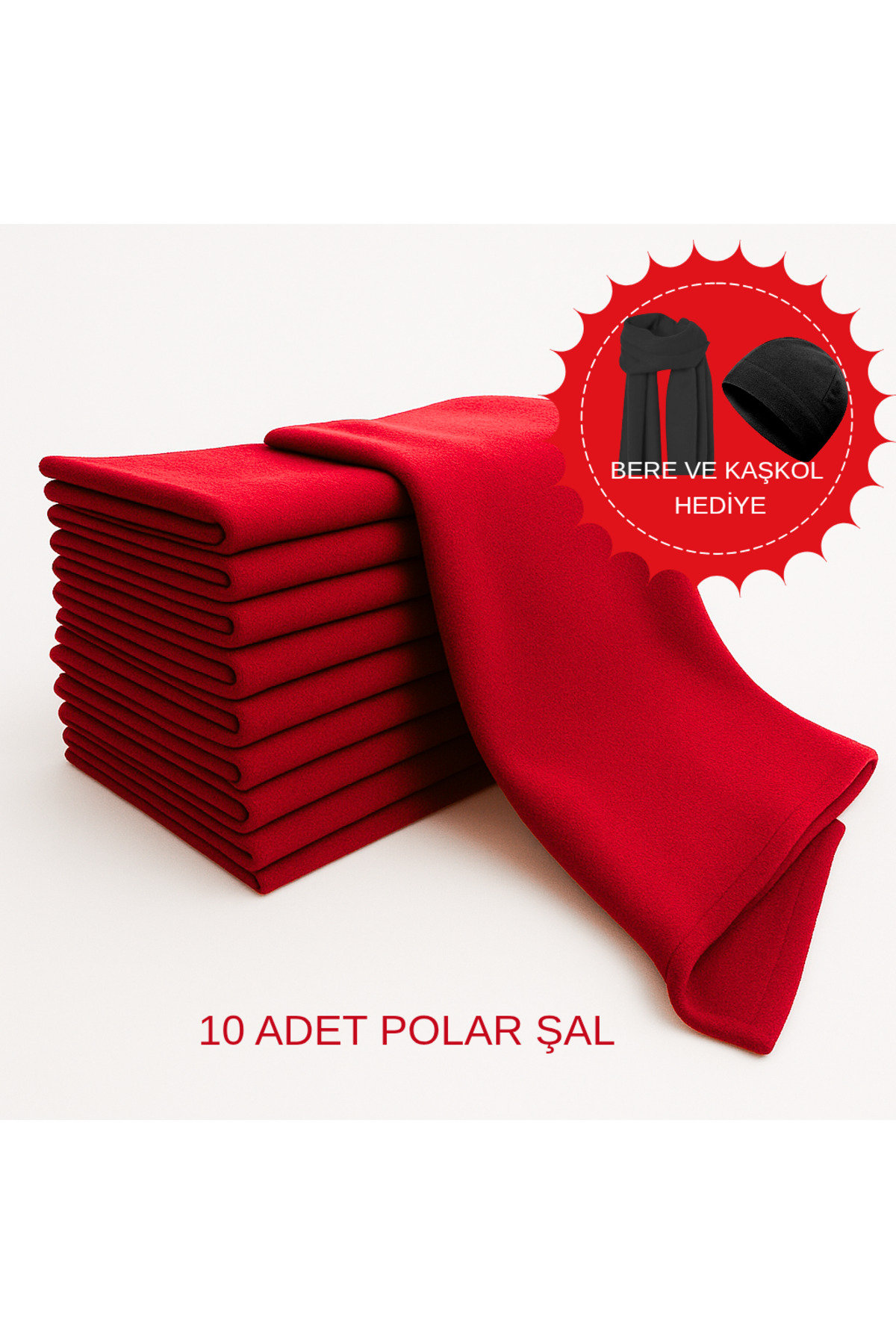akyıldız iş elbiseleri Kırmızı Polar Şal 10 Adet Cafe, Restuarant , Otel Şal görsel 2