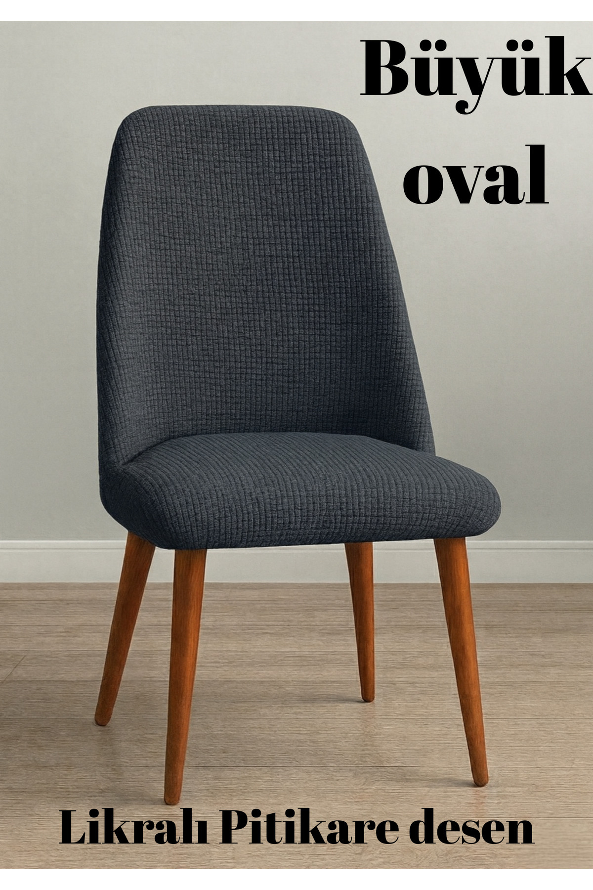 Mutfak Sandalye Kılıfı Büyük Oval Likralı Yıkanabilir, Streç,Lastikli Bambu Sandalye Örtüsü 1 Adet