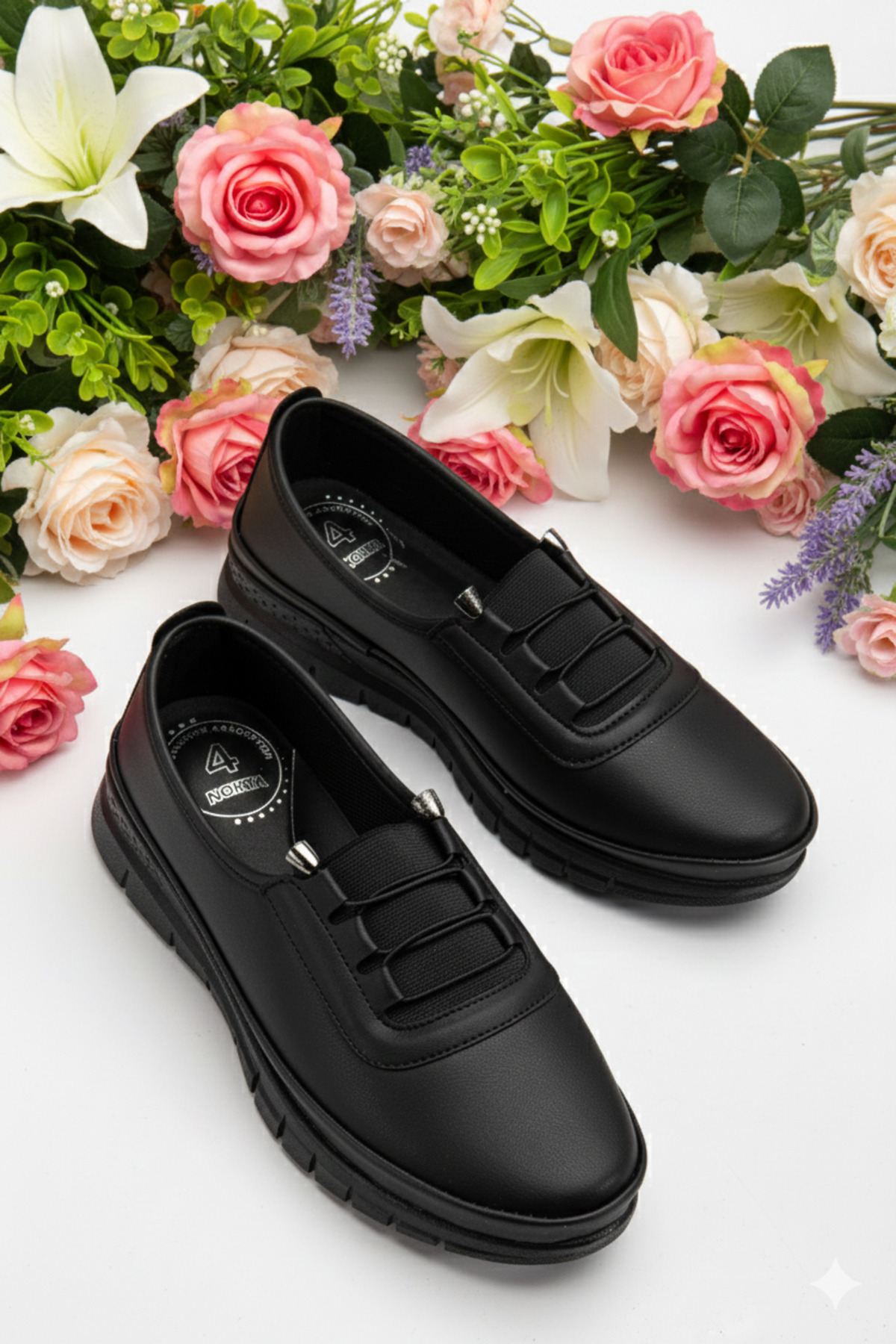MCASERING  5 nokta Ortobetik Kadın Lastikli Detaylı Ciltli Anne Ayakkabısı Günlük Ayakkabı Babet - Görsel 5