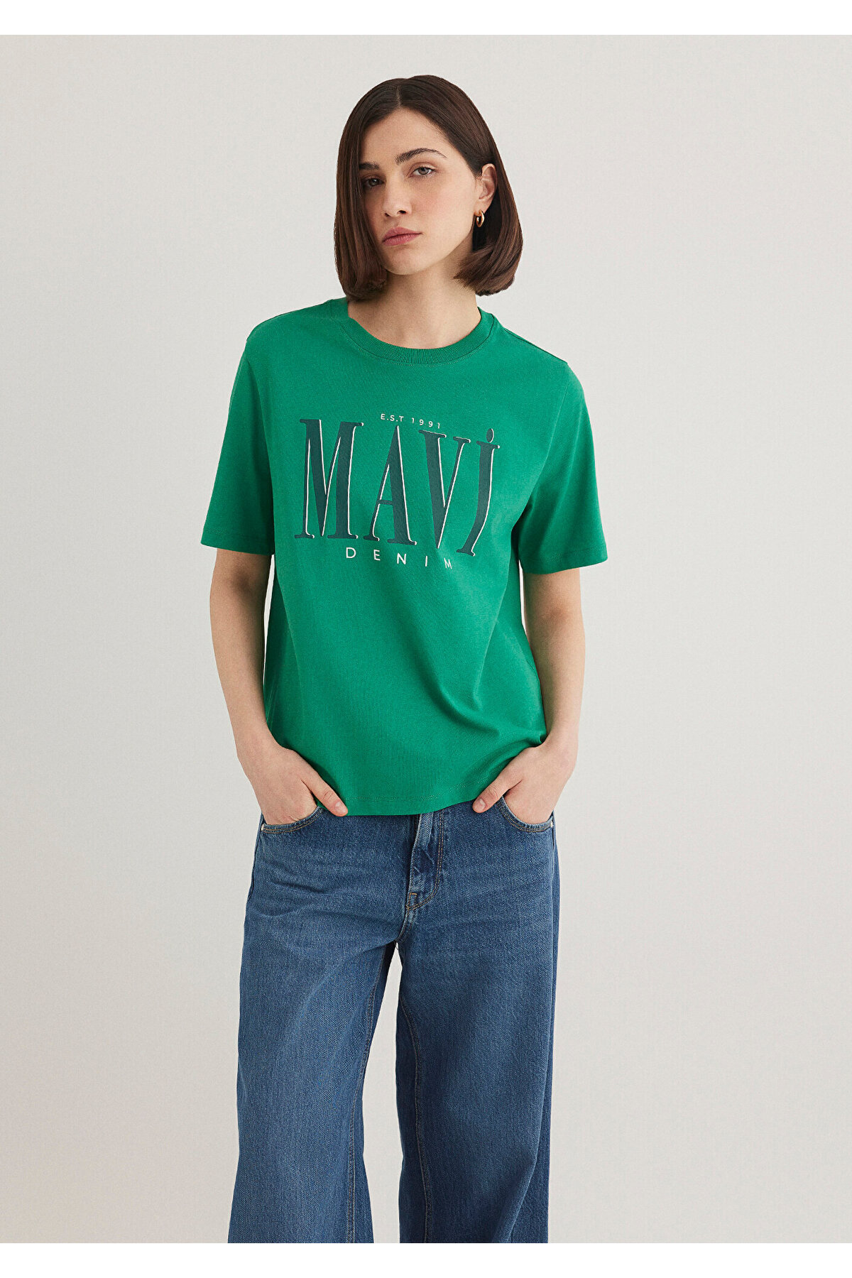 Mavi Logo Baskılı Yeşil Tişört Regular Fit / Normal Kesim 1611990-71877