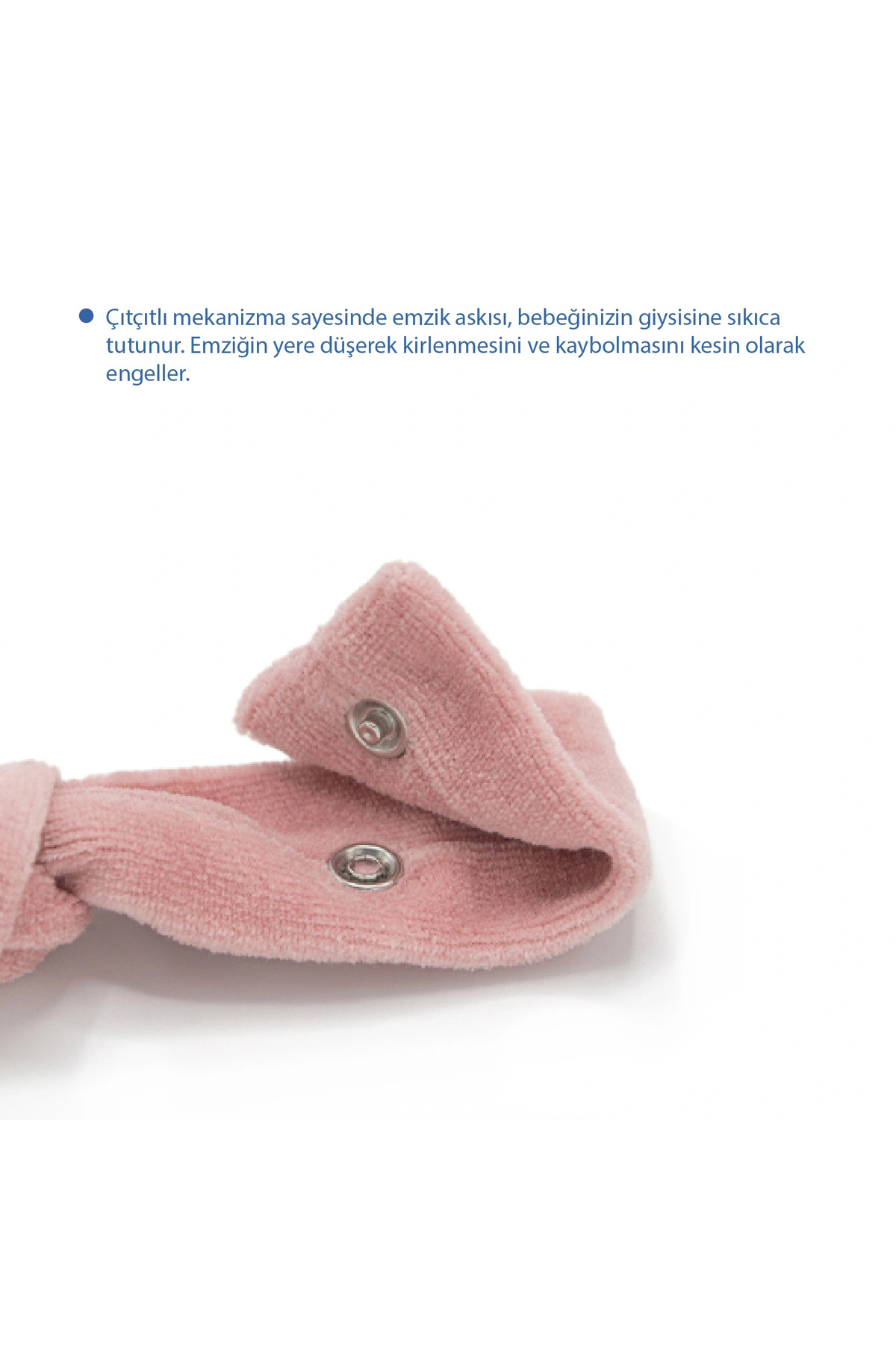 Babyjem Emzik Askısı Kalp Desen Gül Kurusu fotoğrafı 4 (önizleme)