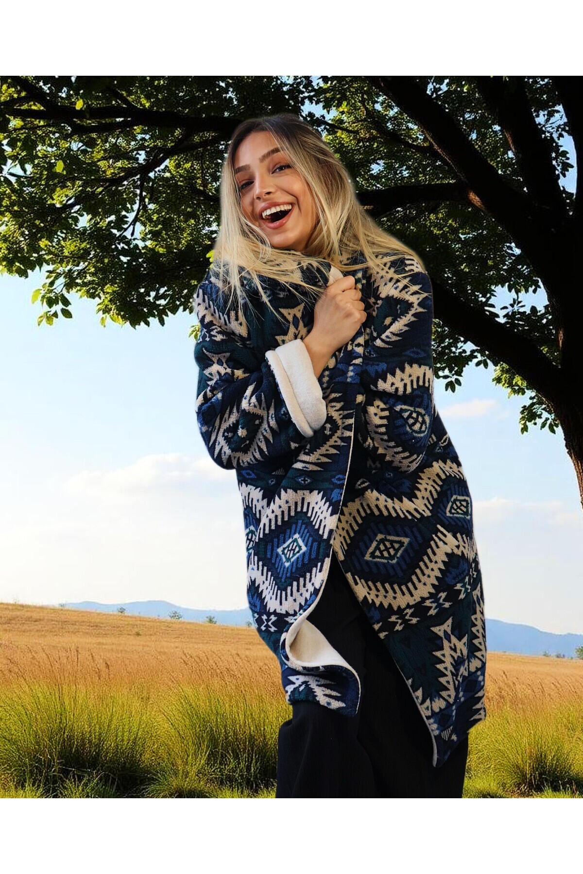 Su Koleksiyon  Kilim Polar Palto - Görsel 5