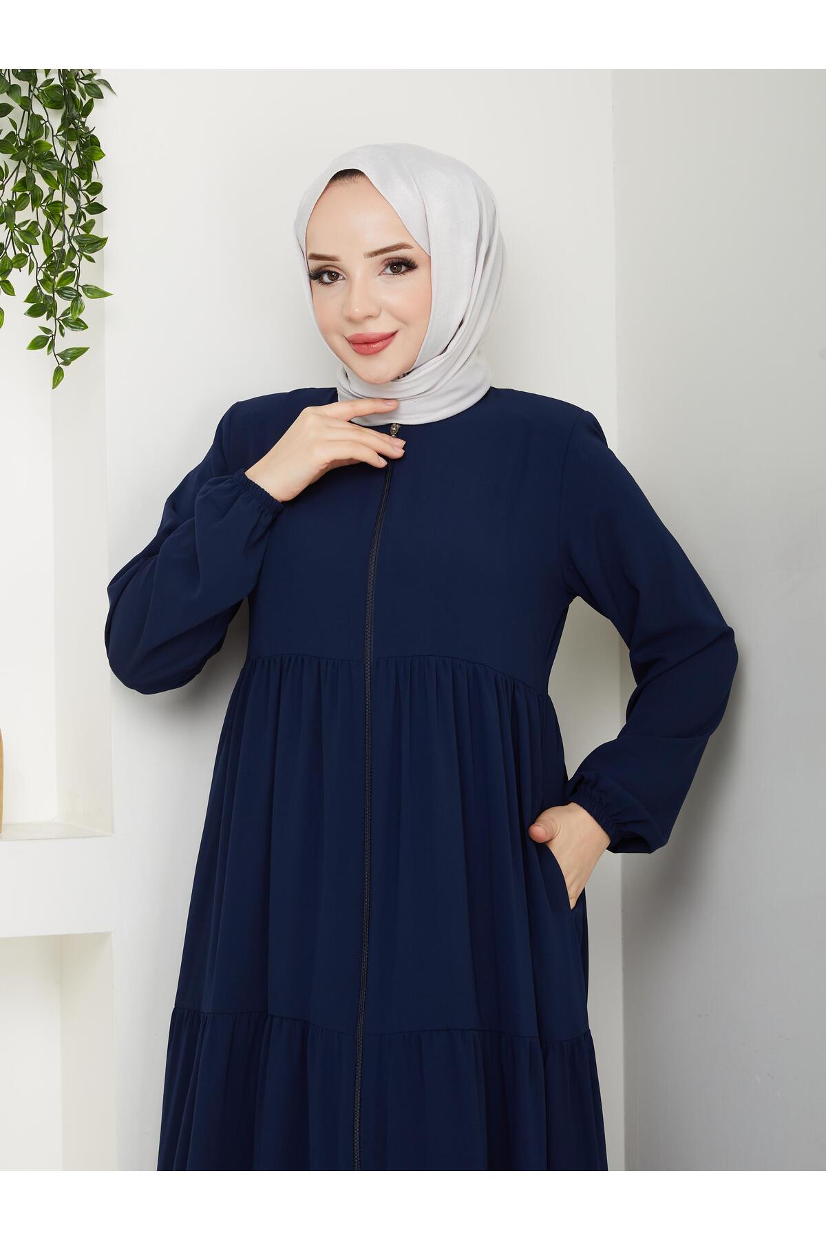 MEDINA SILK ABAYA WITH TRIPLE SHIRRING DETAIL