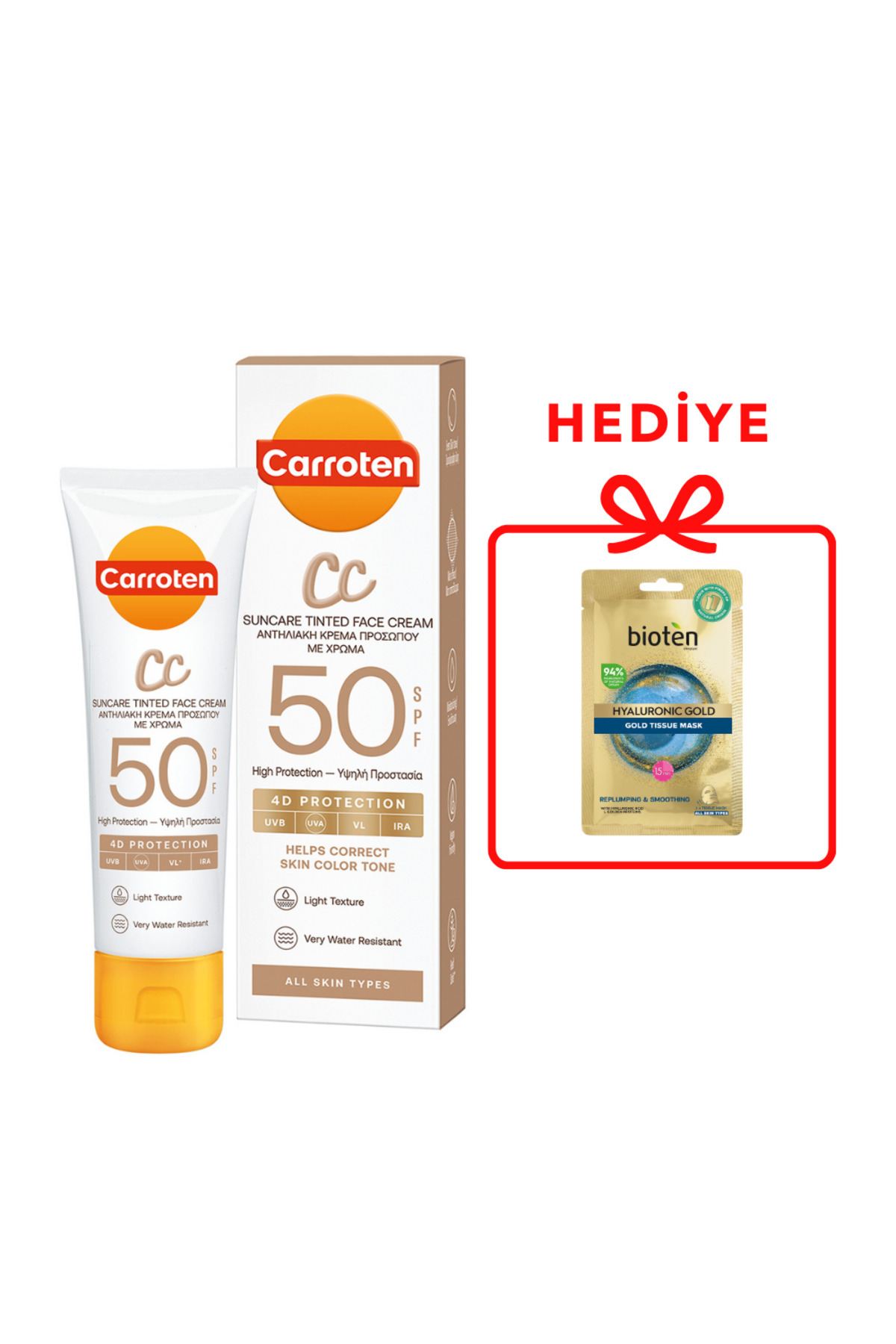 Carroten Cc Spf50 Yüksek Koruyucu Renkli Yüz Güneş Kremi 50ml