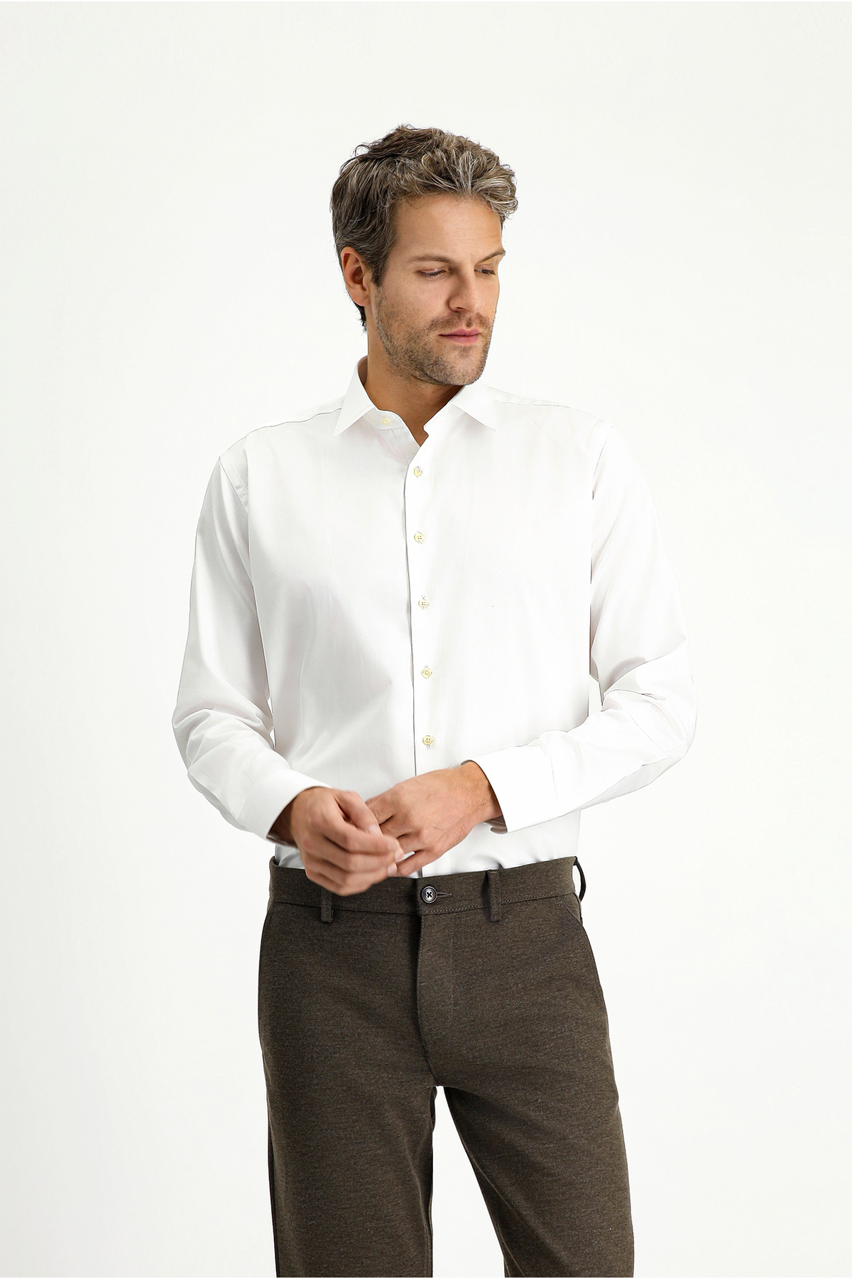 کیگیلی پیراهن نخی آستین بلند و اسلیم فیت کلاسیک ضد آب و ضد لک، مناسب برای چهار فصل