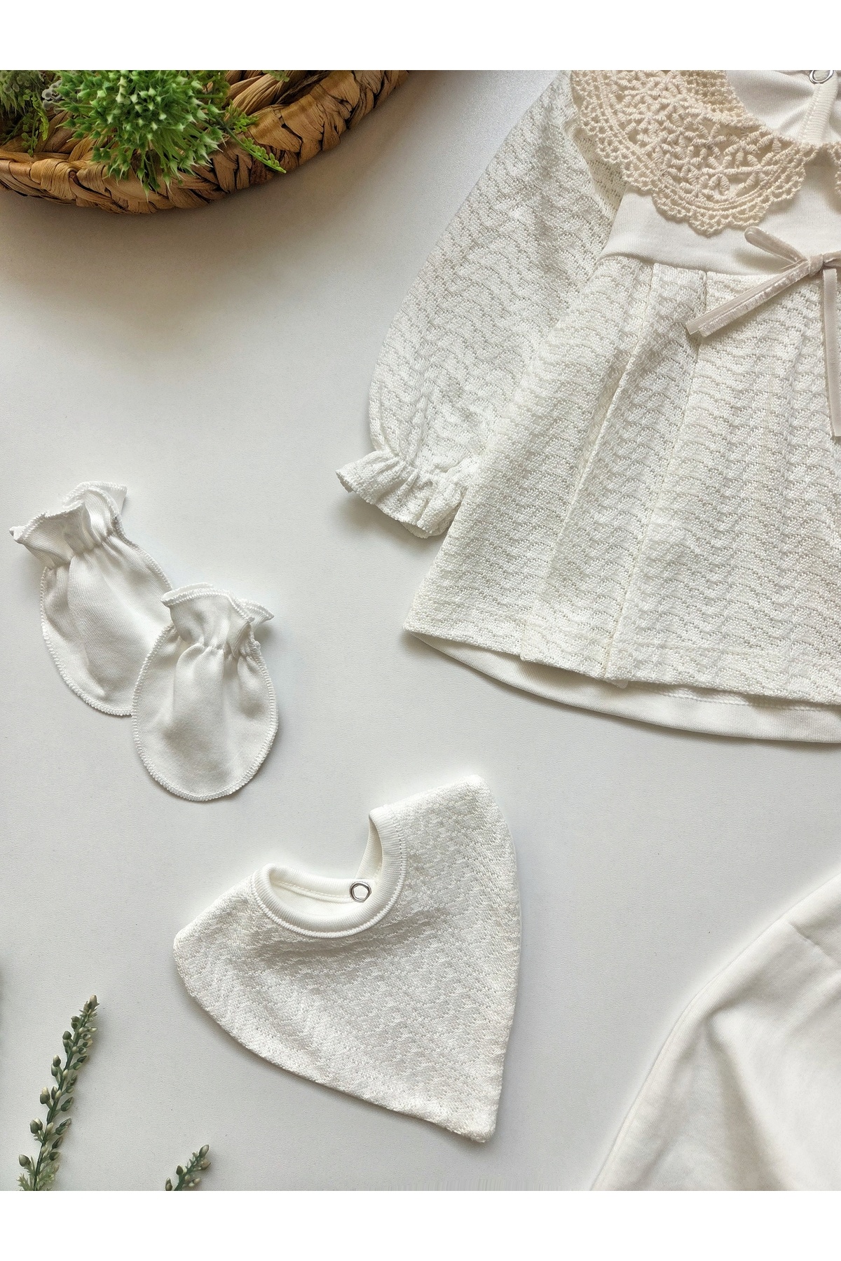 GizaKids %100 Pamuk Kız Bebek Yenidoğan 5 Parça Hastane Çıkışı Set fotoğrafı 3 (önizleme)