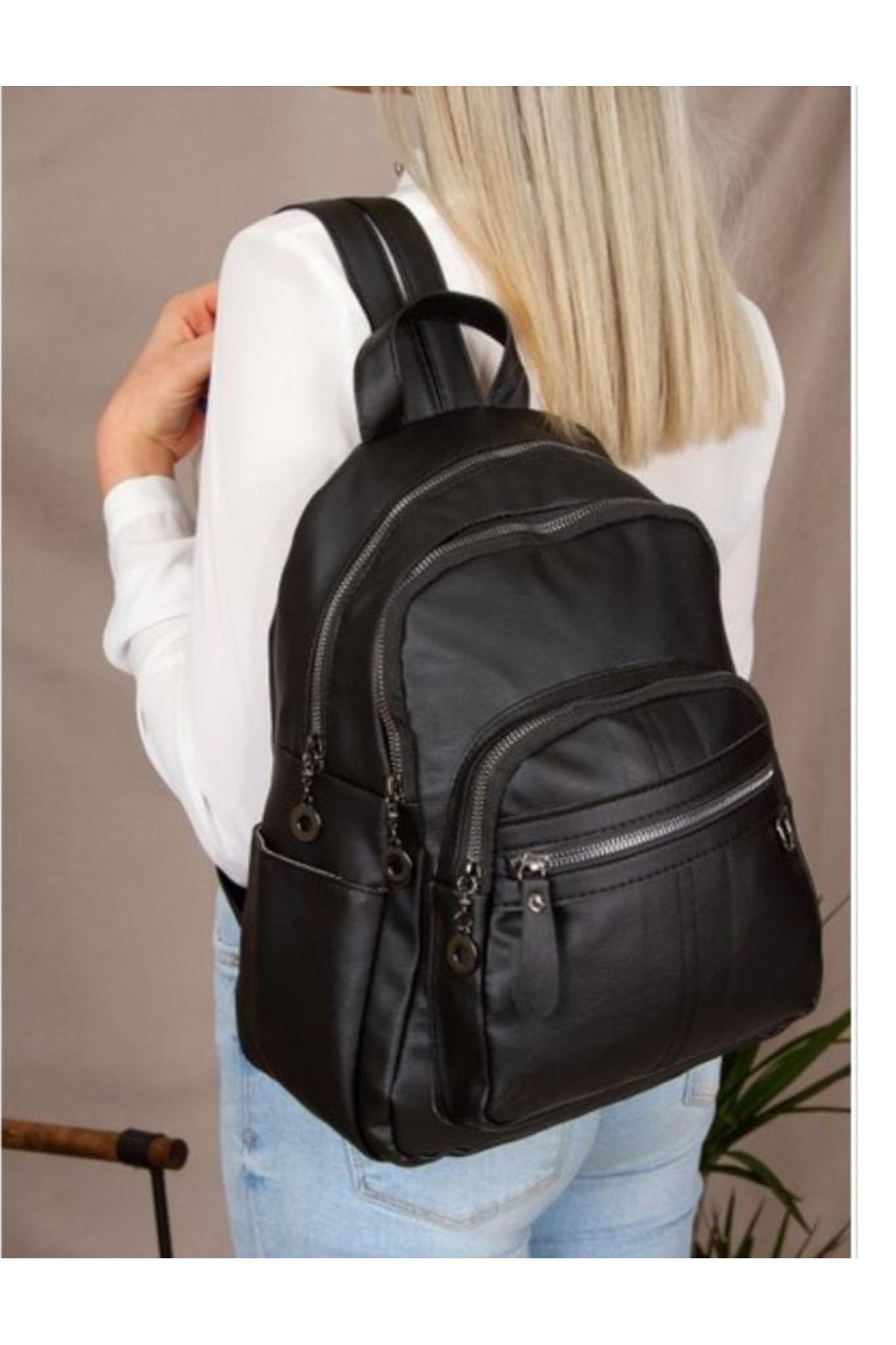 GOLDBAGS Suni Deri Sırt Çantası 35x25cm