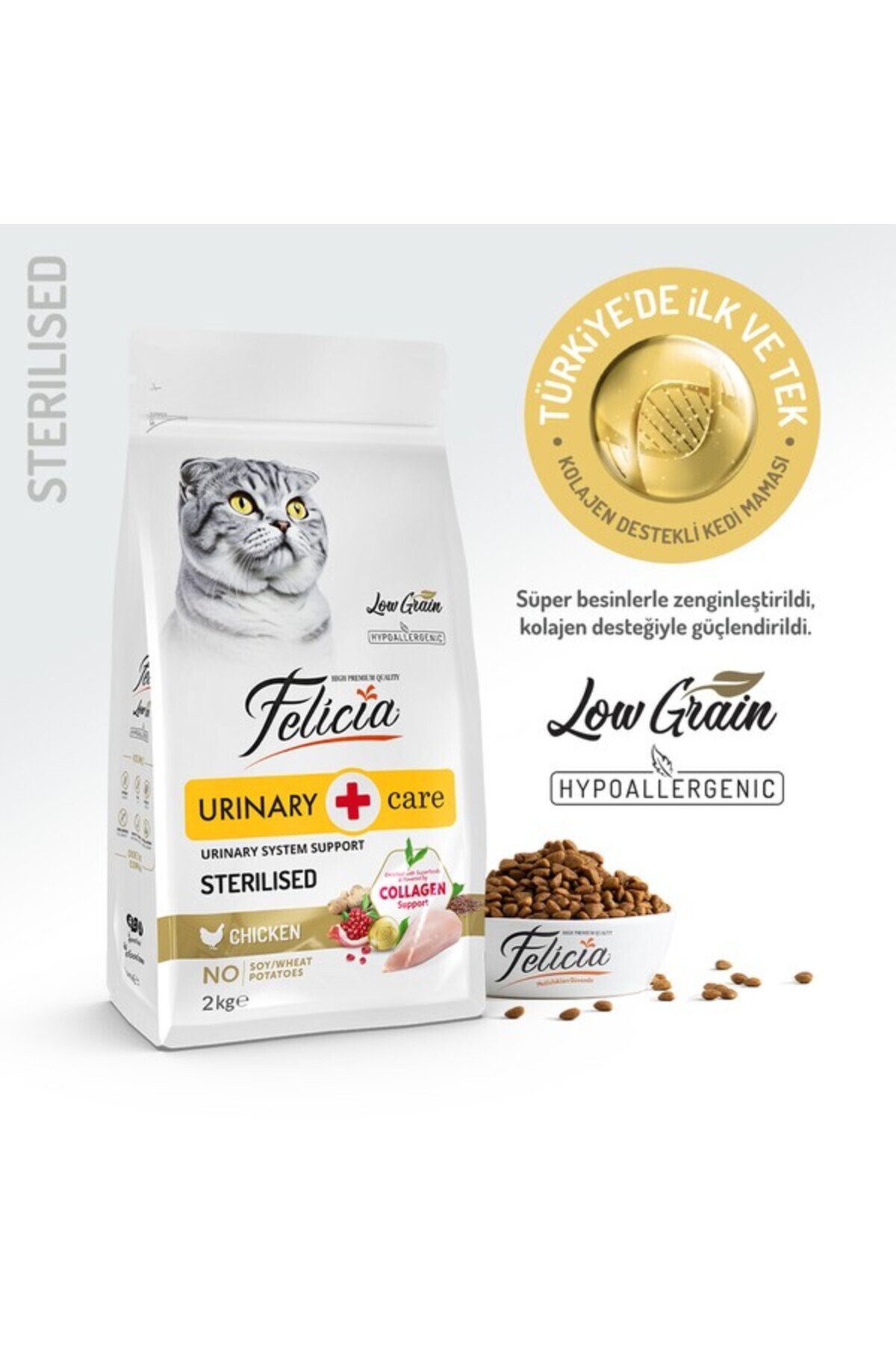 Felicia Kolajenli Tavuklu Az Tahıllı Kısırlaştırılmış Kedi Maması 2 Kg