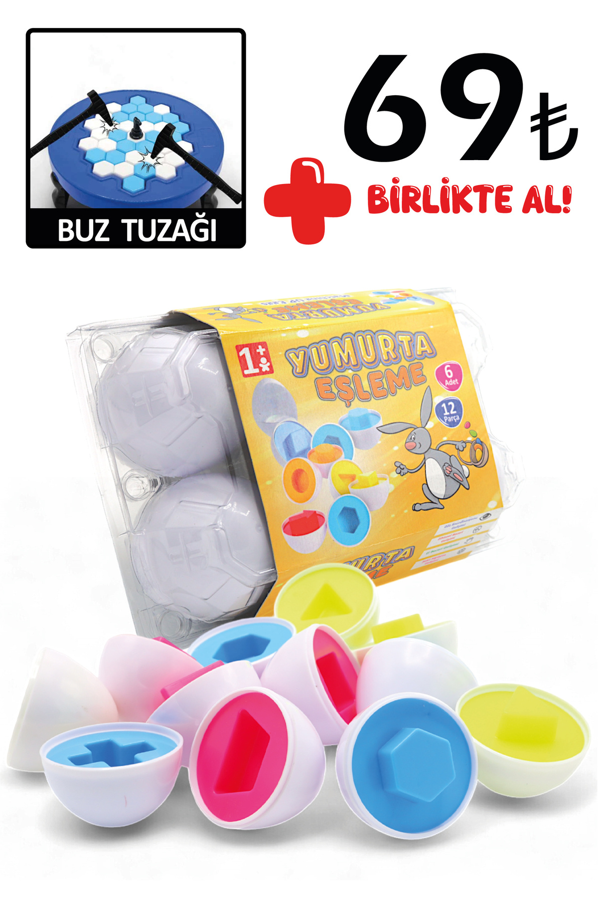 M&H 6'lı Yumurta Eşleme Oyunu - Eğitici Öğretici Oyuncak Geometrik Eşleme Çocuk Oyunu