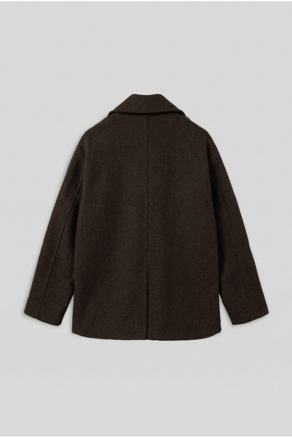 ablukaonline  Erkek Oversize Kruvaze Kaban Koyu Kahve - Görsel 2