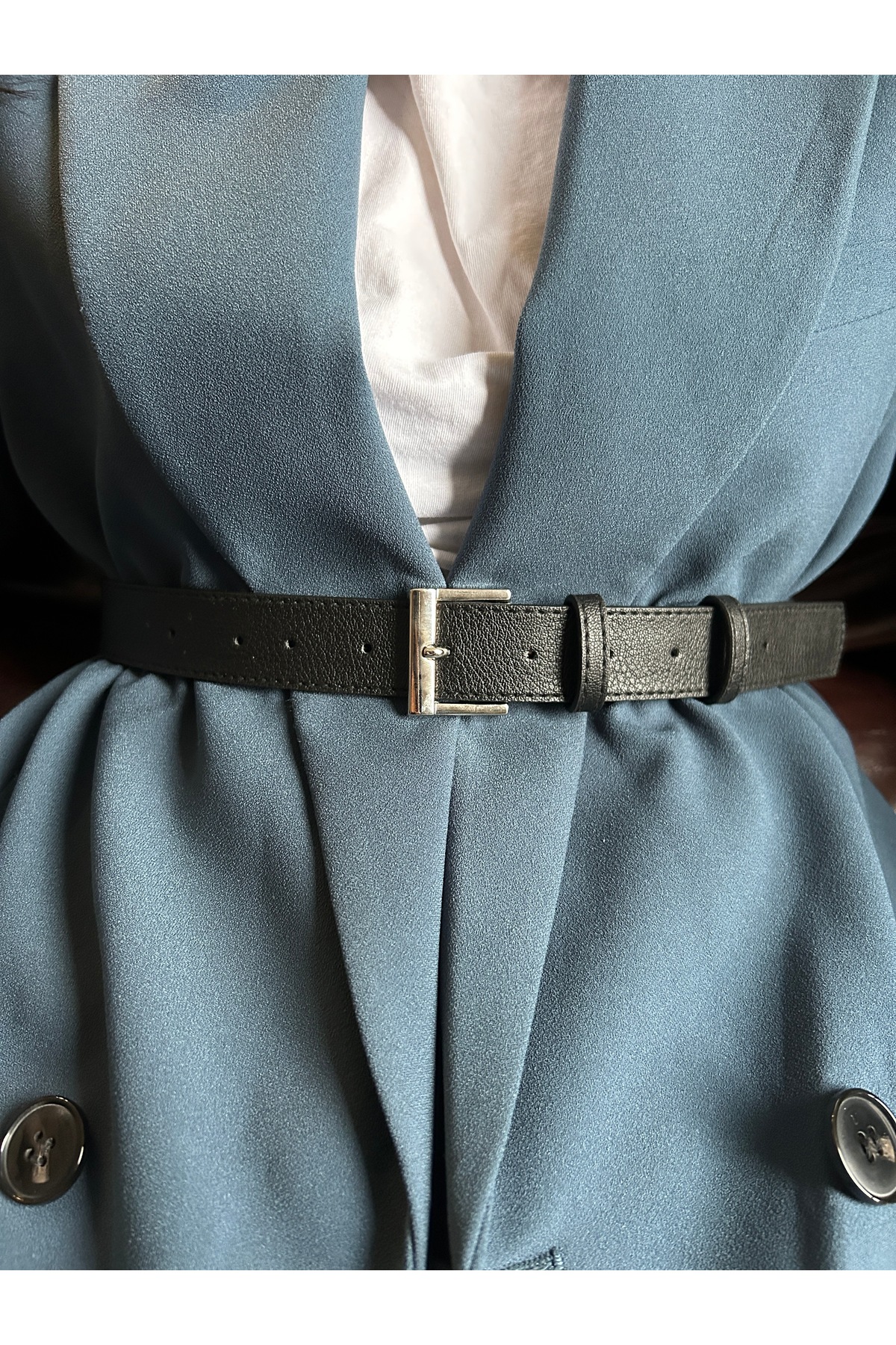 Lyric Square Pattern Women Silver Buckle Belt Jacket Belt Dress Belt Pants Belt